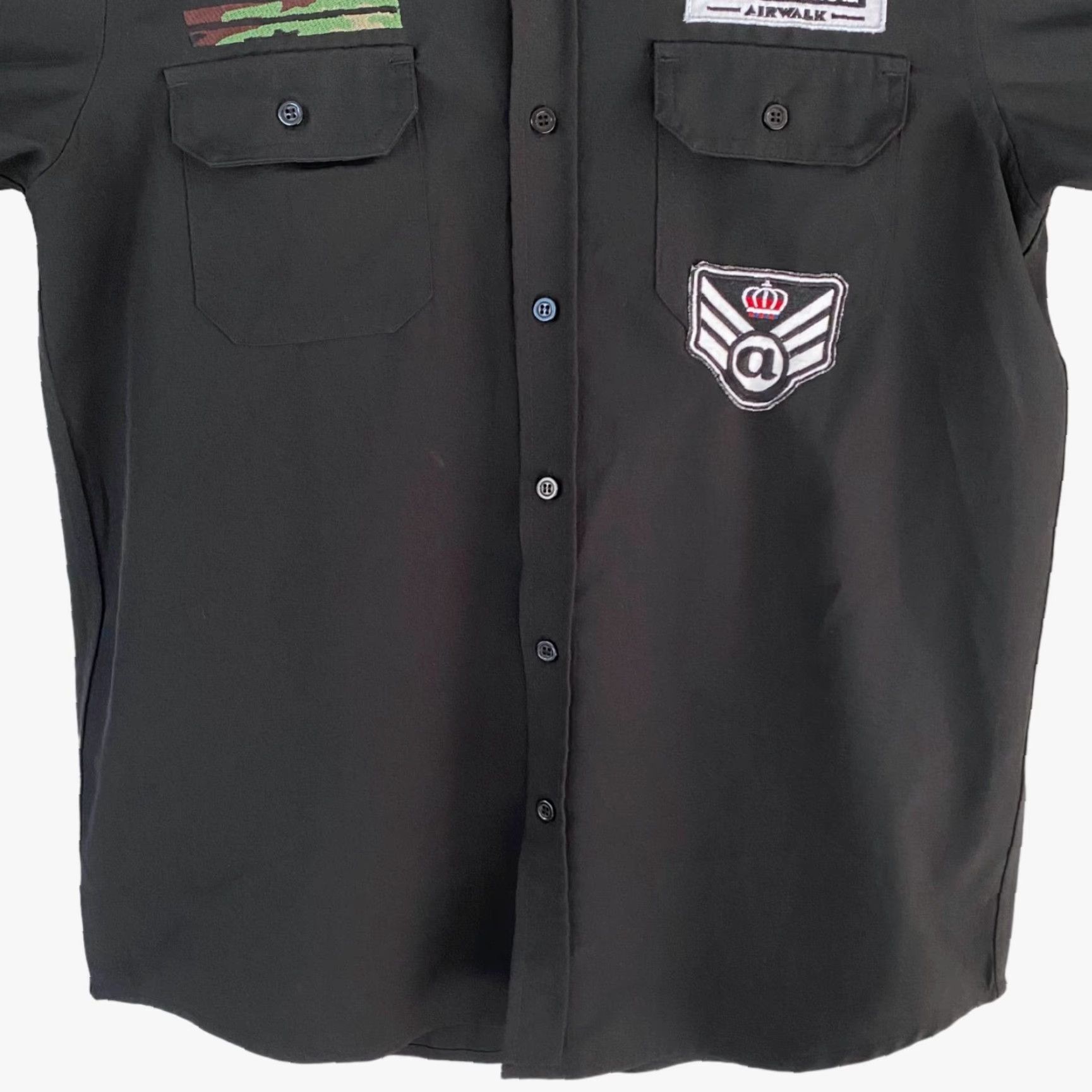 Airwalk Airwalk Button-Up Shirt Men’s Medium Black Military Skater Long-Sleeve Patches Size US M / EU 48-50 / 2 - 5 Thumbnail