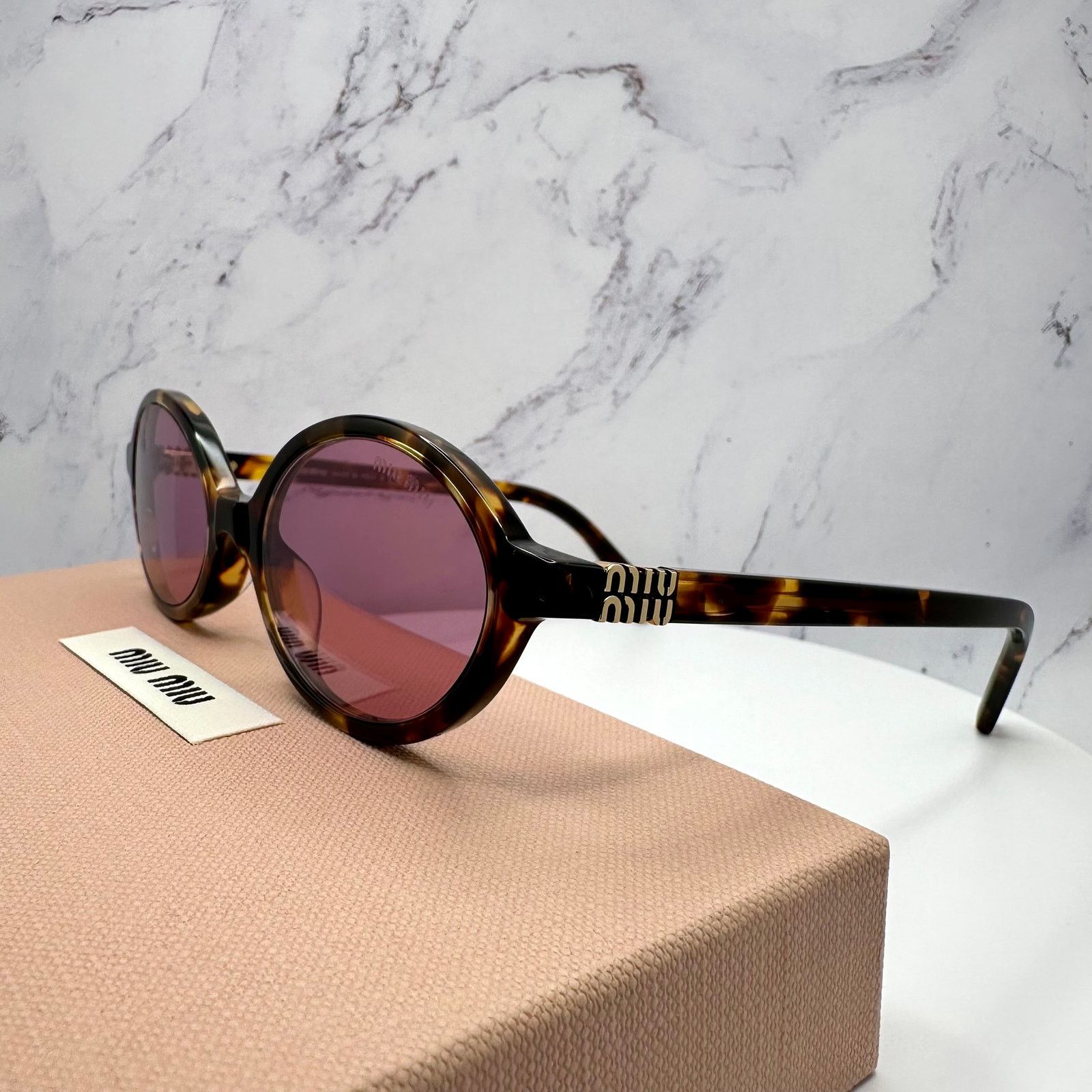 Miu Miu MIU MIU Sunglasses New Brown Gold Metal Logo Authentic Size ONE SIZE - 14 Thumbnail