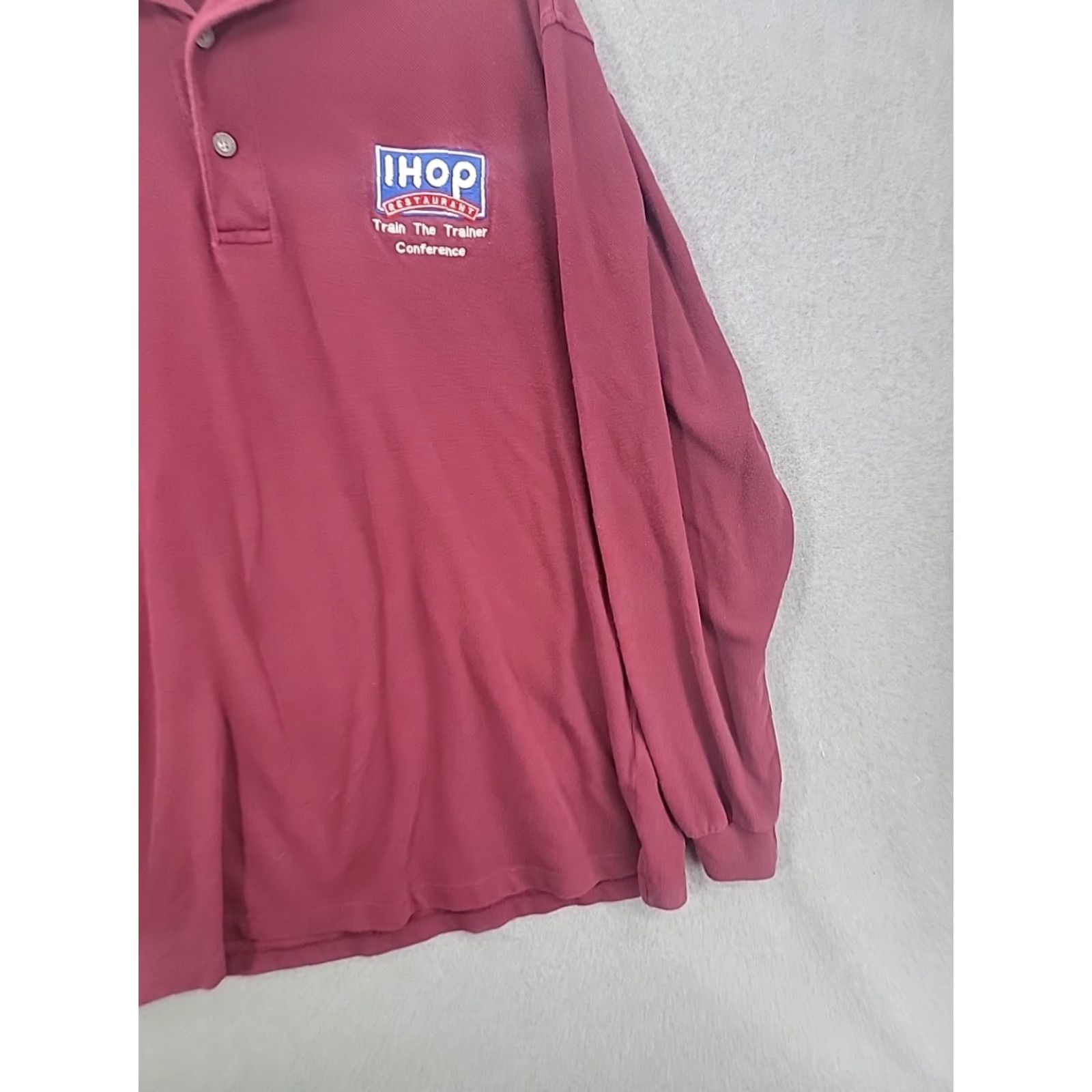Port Authority IHOP Shirt Long Sleeve Polo Adult Large Train The Trainer Red Cotton Men Size US L / EU 52-54 / 3 - 6 Thumbnail
