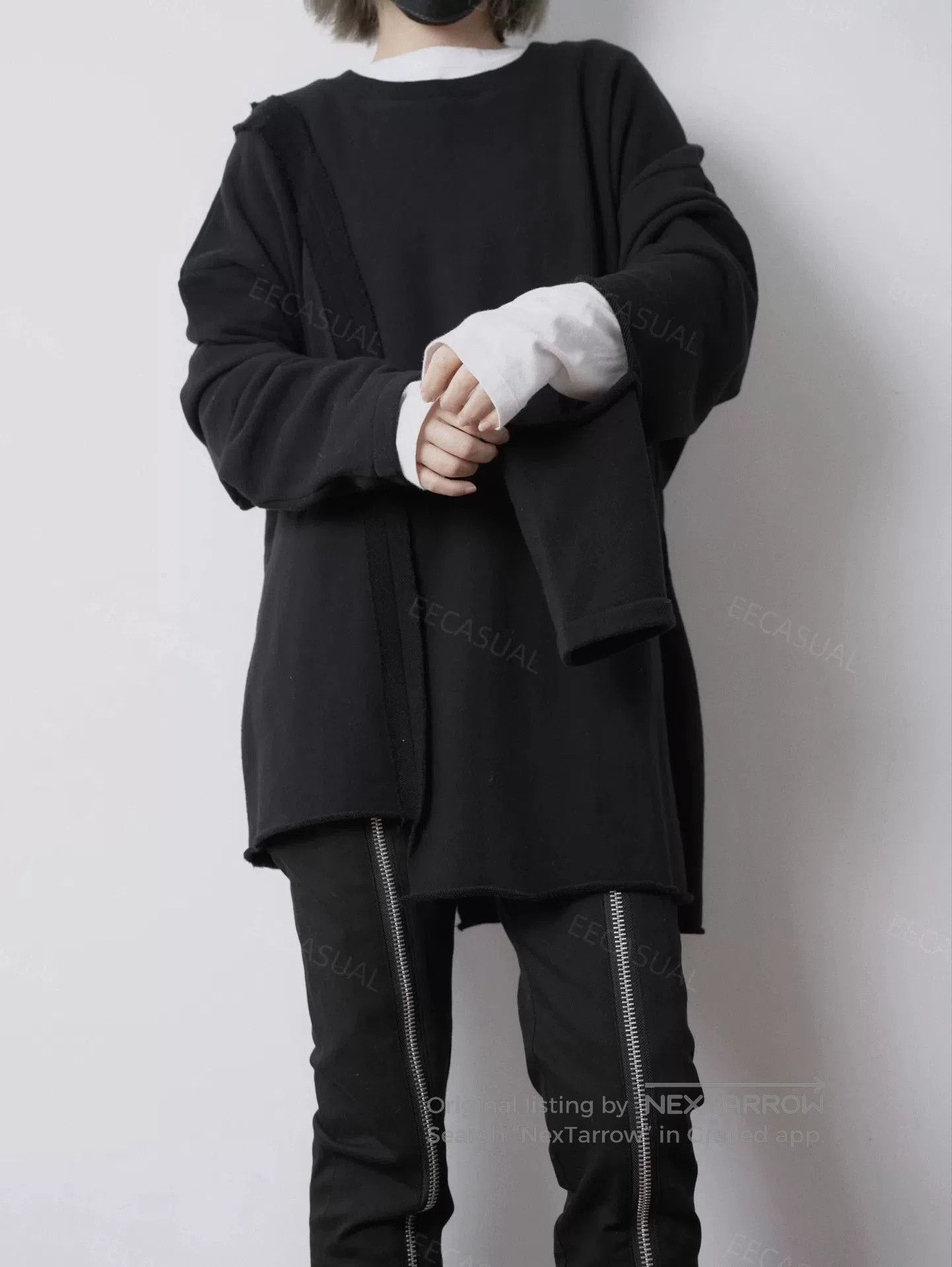 Y's Yohji Yamamoto Black Asymmetrical Sweatshirt. Size M / US 6-8 / IT 42-44 - 3 Thumbnail