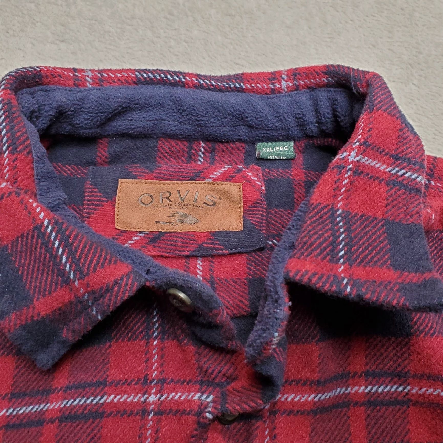 Orvis VINTAGE Orvis Shirt Jacket Mens 2XL Red Plaid 100% Cotton Flannel Button-Up Casual Outdoors Size US XXL / EU 58 / 5 - 4 Thumbnail
