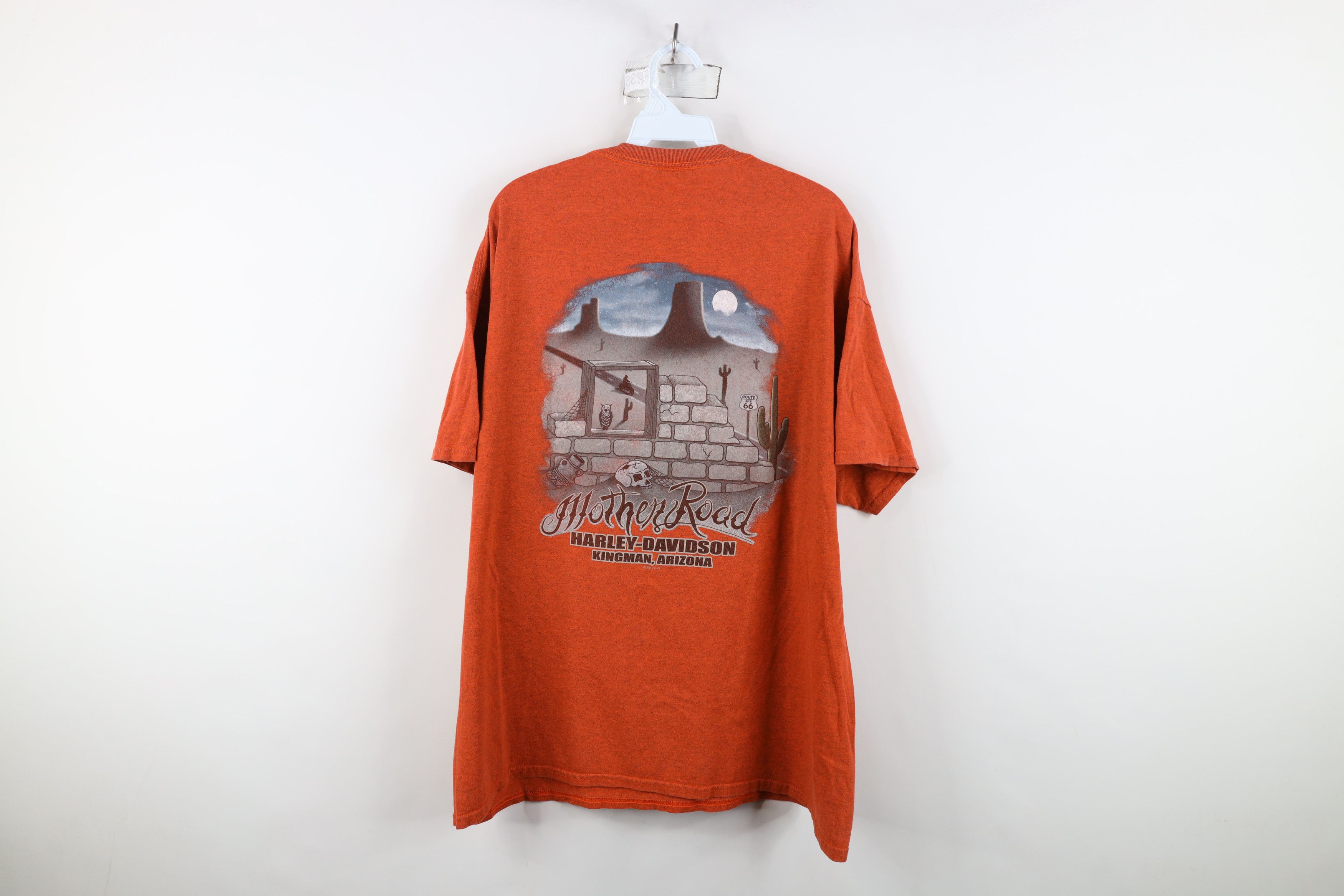 Harley Davidson Vintage Y2K Harley Davidson Spell Out Skull T-Shirt Orange Size US XXL / EU 58 / 5 - 11 Thumbnail