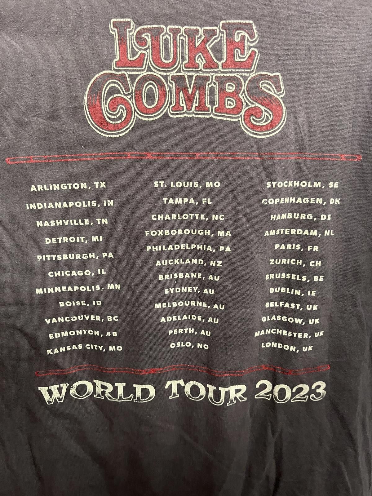 Designer Luke Combs 2023 World Tour Tour T-shirt - XL Size US XL / EU 56 / 4 - 5 Thumbnail