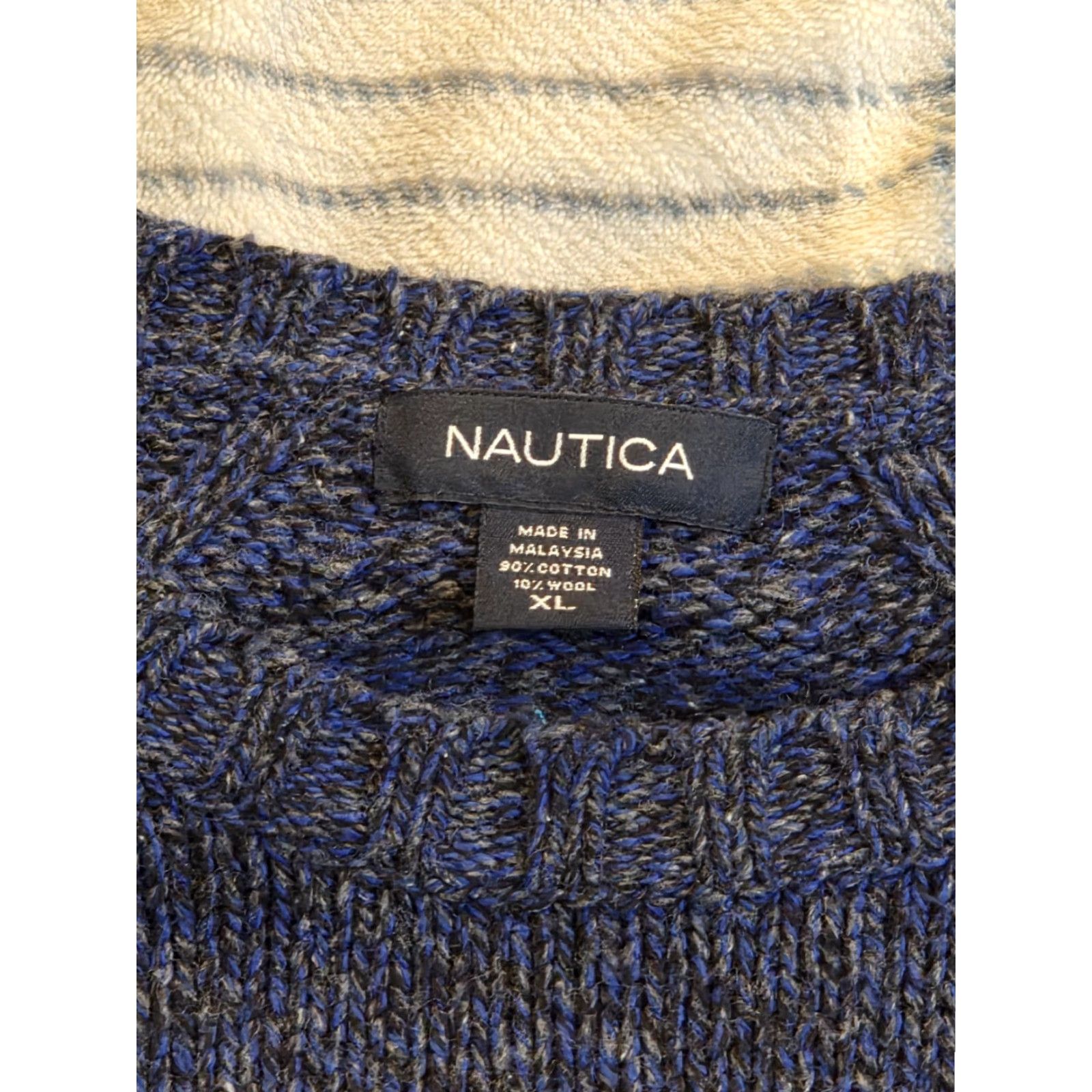 Nautica VINTAGE Nautica Sweater Crewneck Knit Wool & Cotton Blend Blue XL Men Regular Size XL Size US XL / EU 56 / 4 - 5 Thumbnail