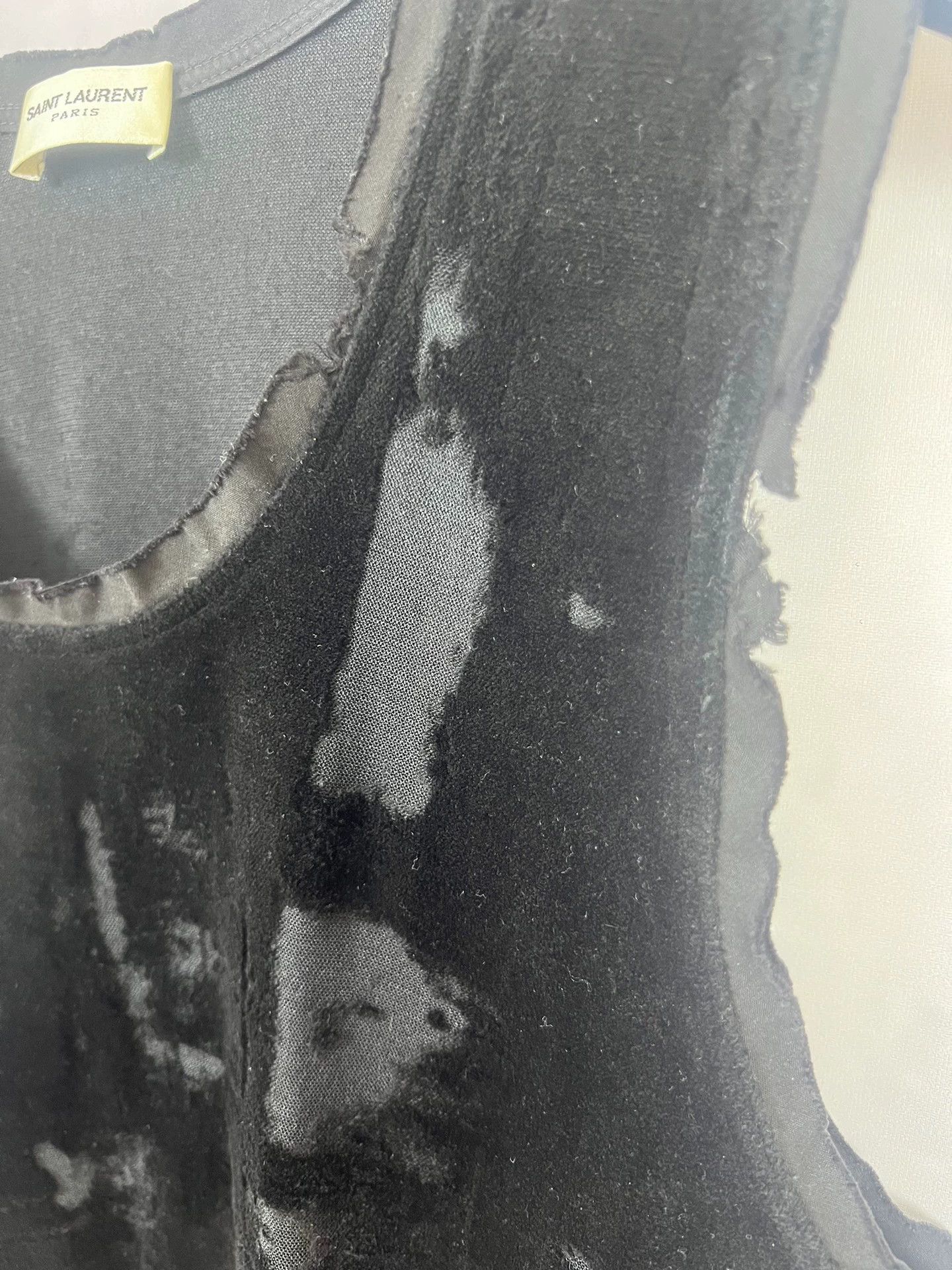 Saint Laurent Paris SLP Destroyed Wormhole Velvet Sleeveless Gilet Sample Size S / US 4 / IT 40 - 4 Thumbnail
