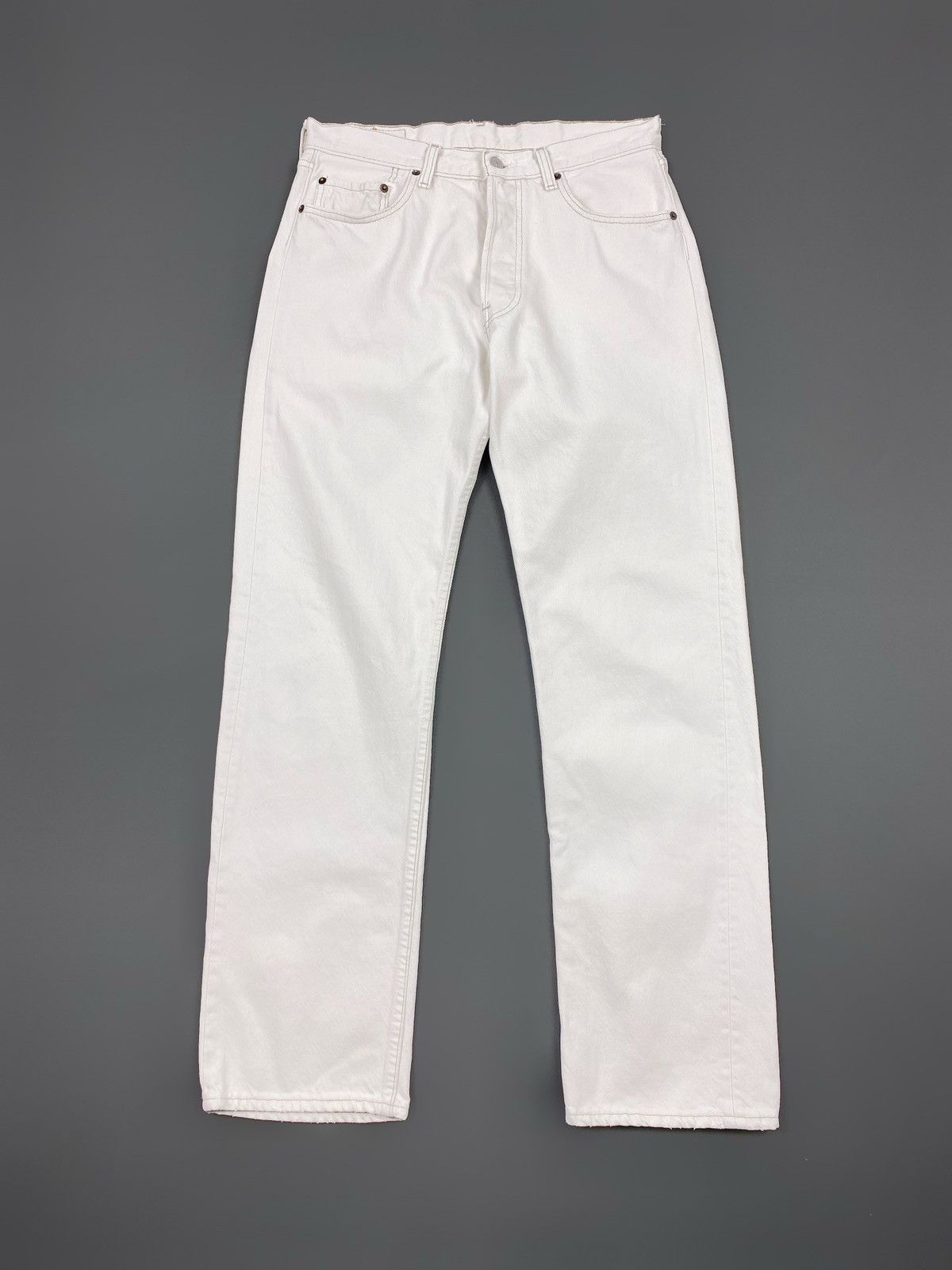 Levi's 1990’s Vintage Levi’s 501 USA Made White Denim Pants 32X32 Size US 31 - 3 Thumbnail