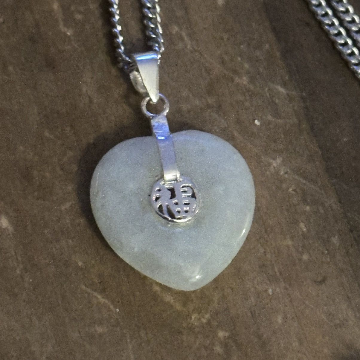 Vintage Vintage jade heart pendant necklace Size ONE SIZE - 3 Thumbnail