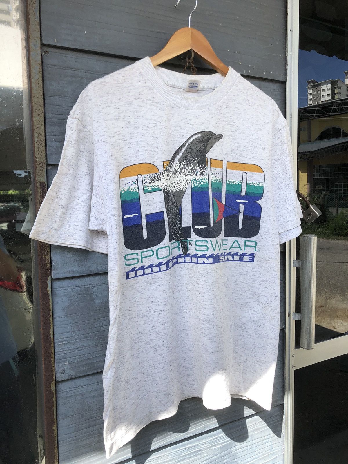 Japanese Brand × Vintage RARE Vintage 80s Club Sportwear Dolphin Safe Tee Size US L / EU 52-54 / 3 - 4 Thumbnail