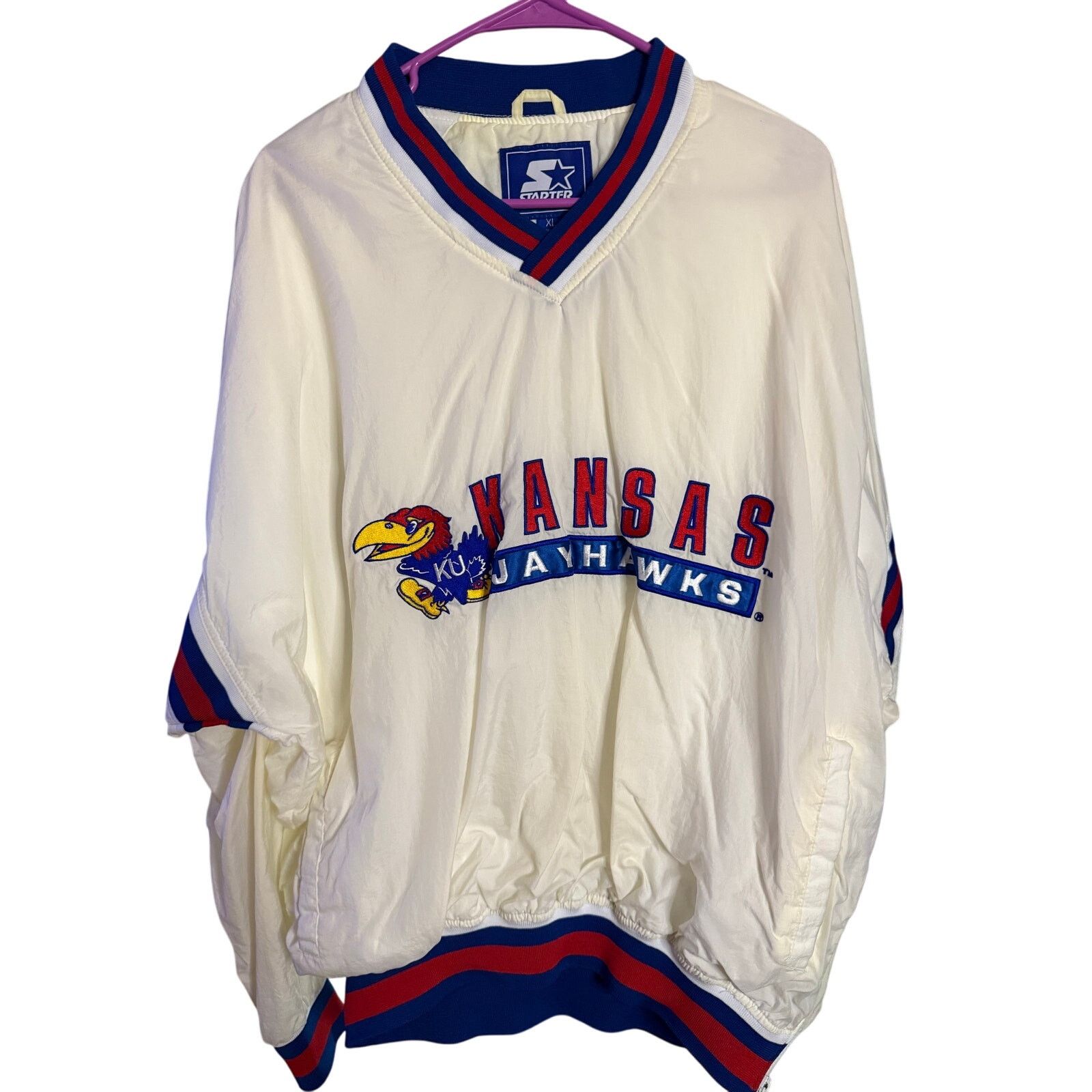 Starter Vintage Kansas Jayhawks Windbreaker Pullover Size US XL / EU 56 / 4 - 1 Thumbnail