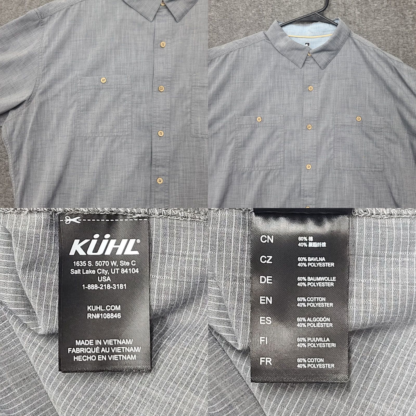 Vintage KÜHL Response Shirt Mens XL Short Sleeve Button Up Gray Plaid Outdoor Top Size US XL / EU 56 / 4 - 8 Thumbnail