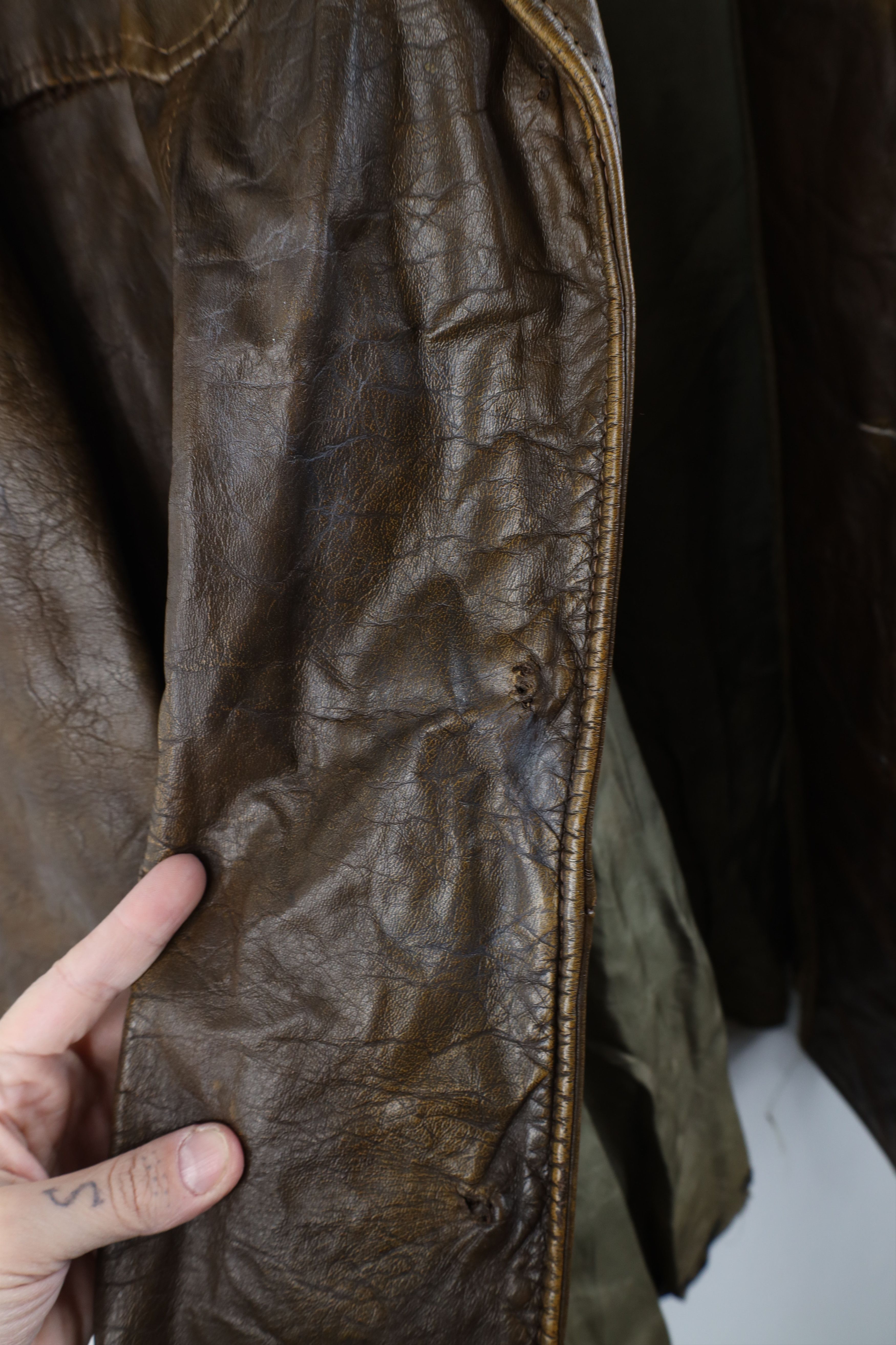 Vintage Vintage 70s Streetwear Leather Jacket Coat Brown USA Size US L / EU 52-54 / 3 - 4 Thumbnail
