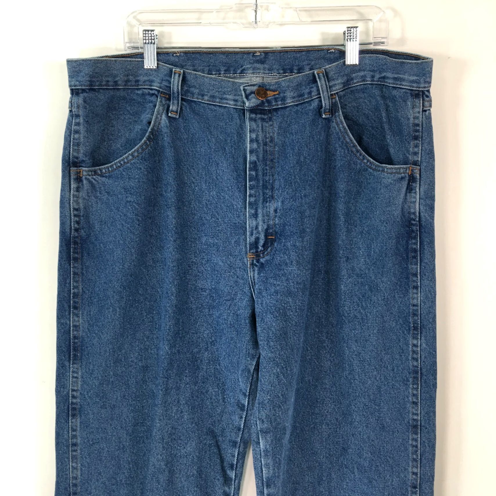 Denime Rustler Jeans Mens Size 38 x 32 Blue Denim 5-Pocket Straight Leg Regular 90s Cowboy USA Size US 38 / EU 54 - 3 Thumbnail
