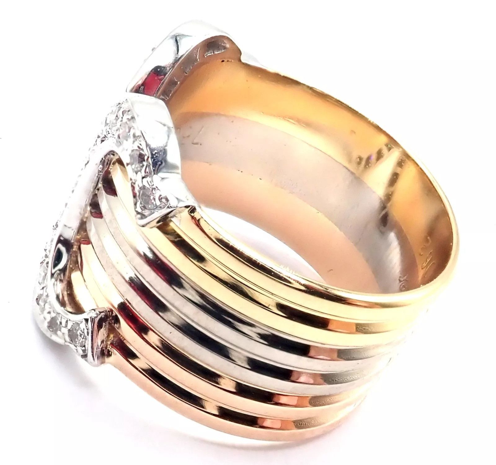Cartier Cartier Diamond Double C 18k Band Ring Size 52 US 6 Size ONE SIZE - 5 Thumbnail