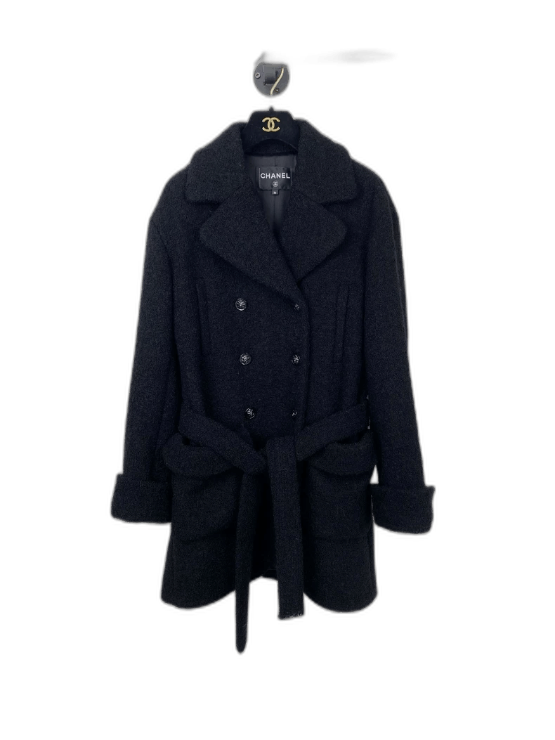 Chanel Chanel Double-Breasted Wool Coat in Black Size S / US 4 / IT 40 - 1 Thumbnail