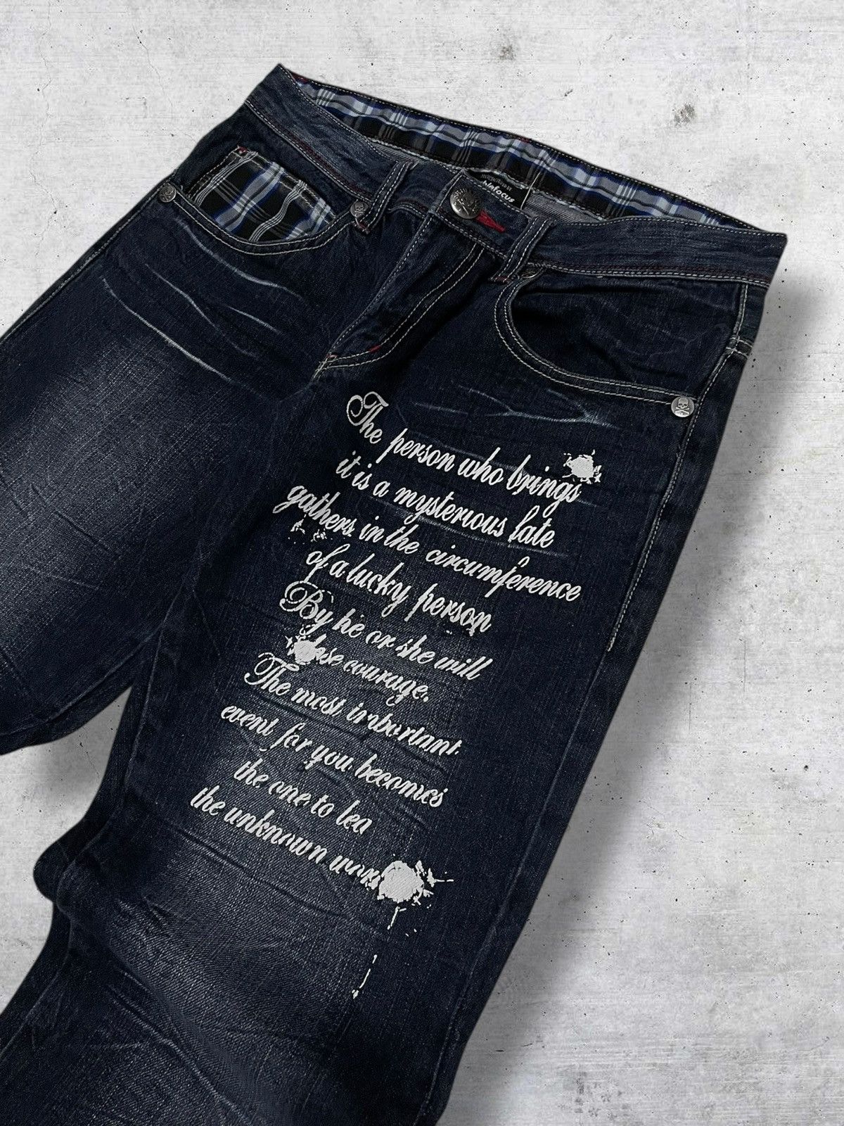 Hysteric Glamour 90S DOUBLE FOCUS JAPAN DESIGNER ‘POEM’ GRUNGE WORDING DENIM Size US 29 - 6 Thumbnail