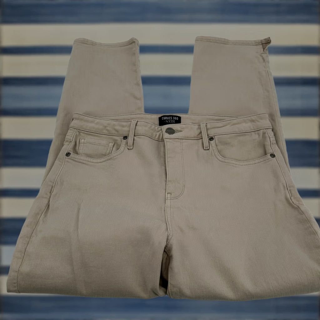 NYDJ VINTAGE NYDJ Curves 360 Tan Khaki Straight Leg Pants 8 Short Women Slit Pockets Mid Rise Casual Workwear (no, adjust) Size 30" / US 8 / IT 44 - 1 Thumbnail