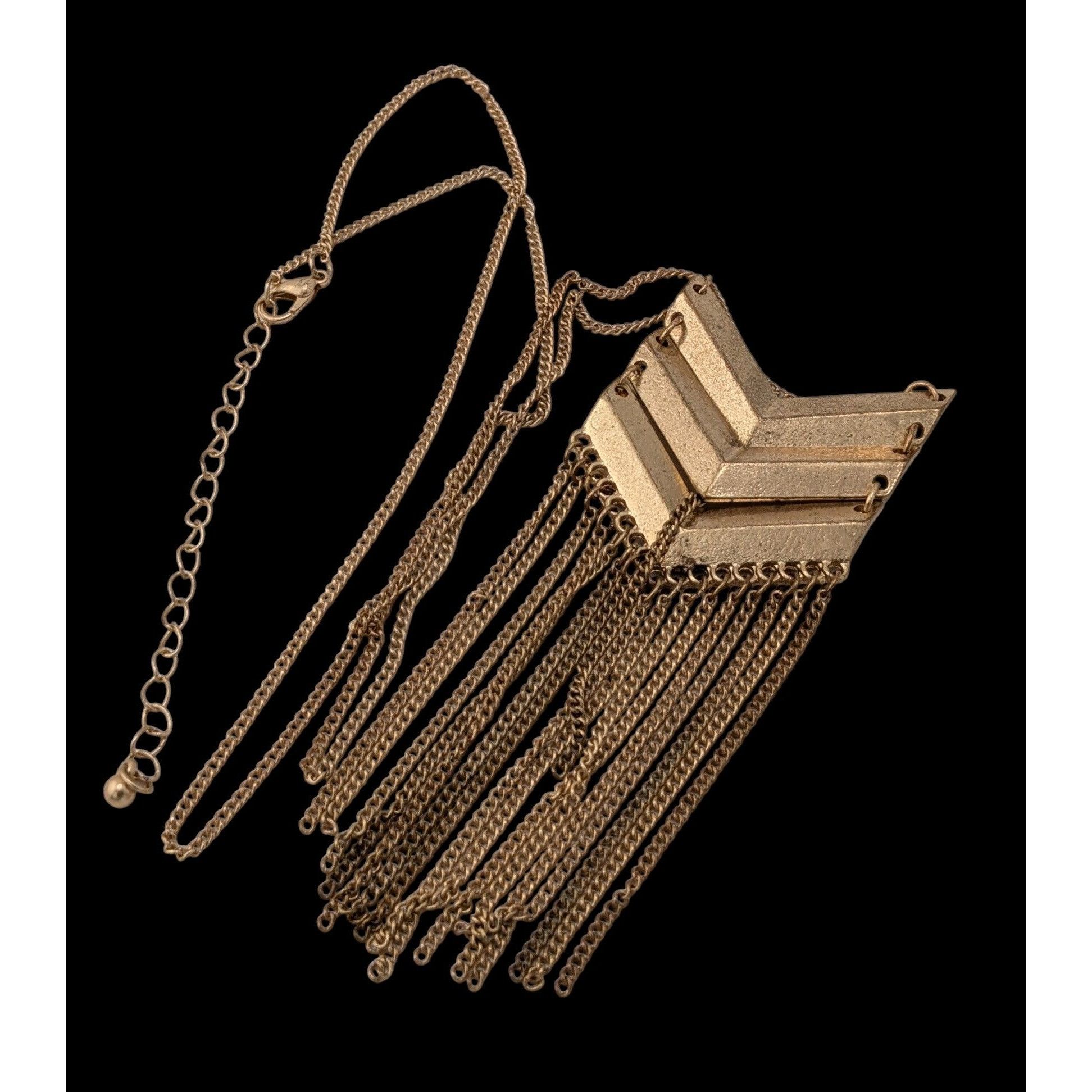 Other Chevron Gold-Tone Long Necklace With Fringe Size ONE SIZE - 3 Thumbnail