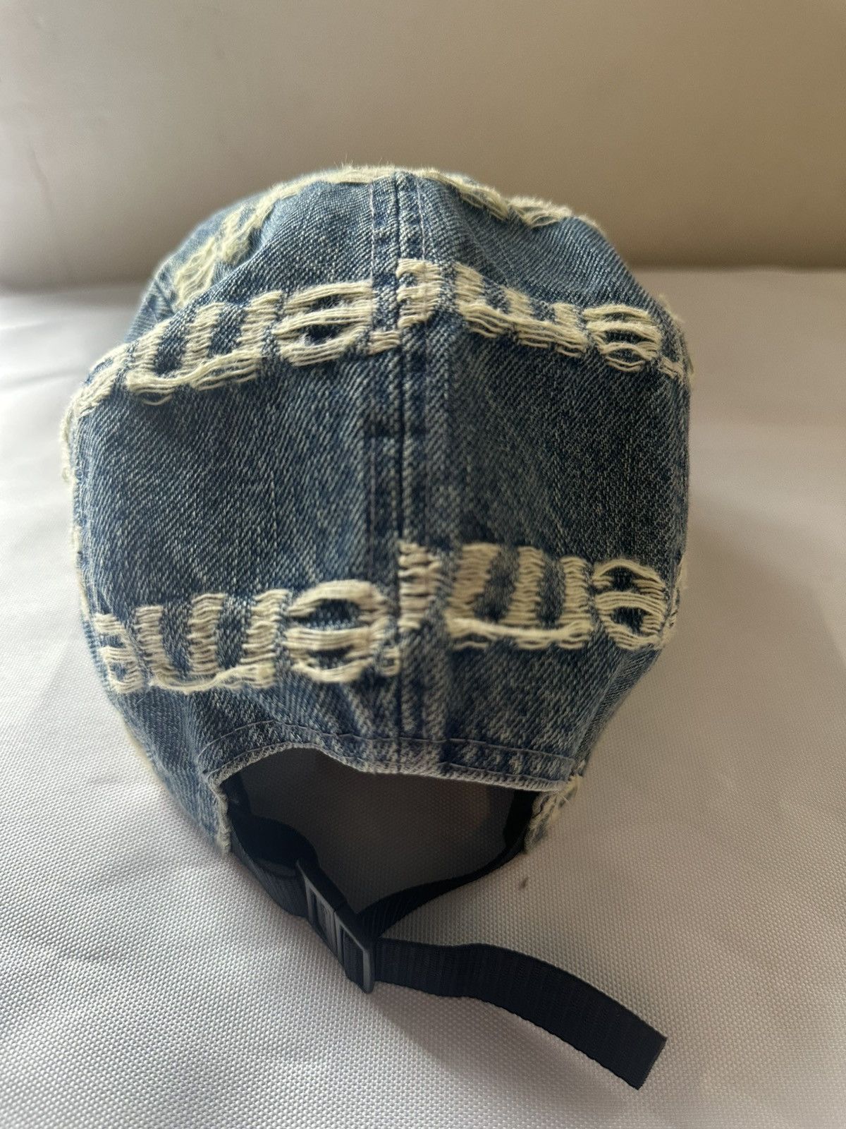 Supreme Supreme Frayed Logos Denim Camp Cap ‘Blue’ SS21 Size ONE SIZE - 4 Thumbnail
