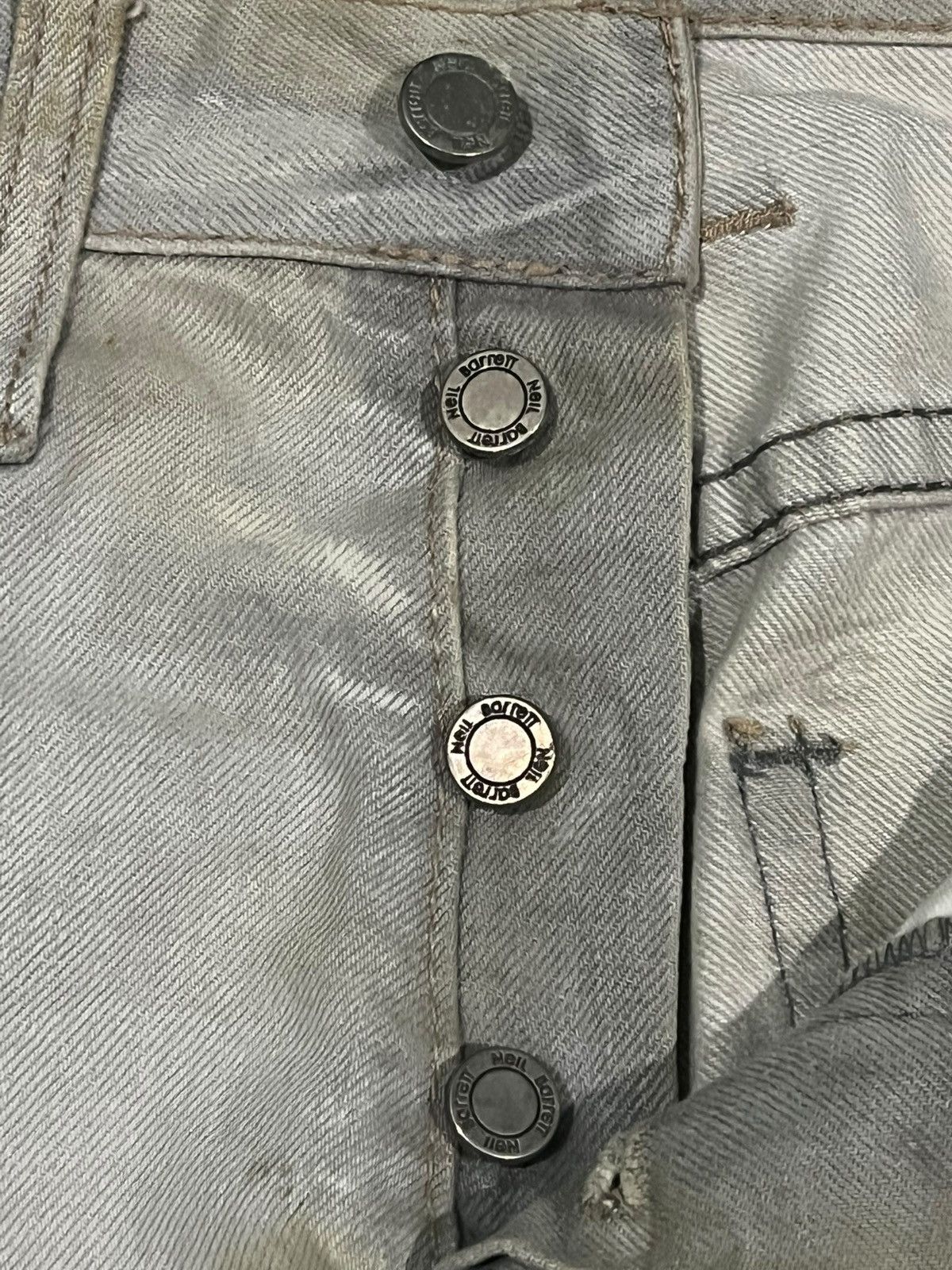 Vintage Italian Neil Barrett Distressed Button Fly Mud Jeans