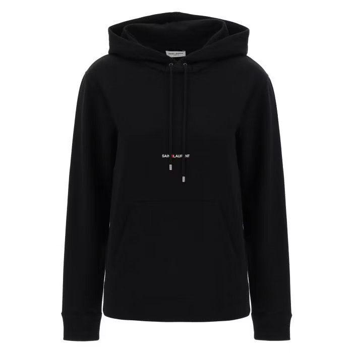 image of Saint Laurent Paris O1S22I1N0524 Logo Hoodie In Black, Women's (Size Medium)