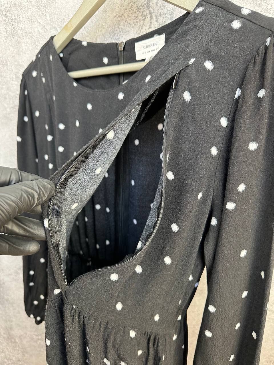 SERAPHIN Seraphine Polka Dot Midi Maternity Dress Black Viscose Size M / US 6-8 / IT 42-44 - 8 Thumbnail