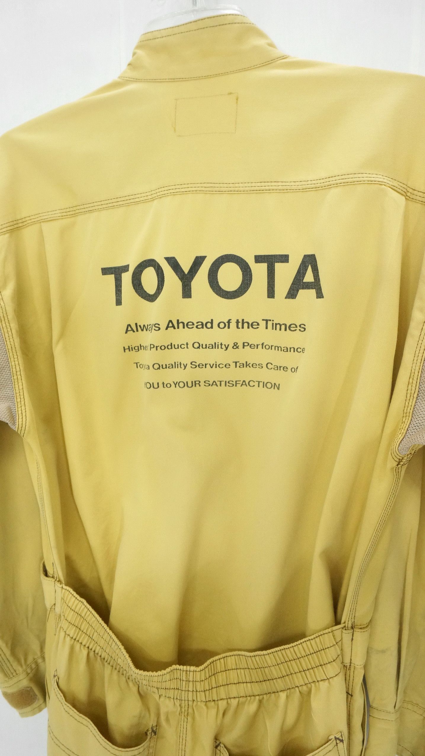 Japanese Brand Vintage TOYOTA Faded Pale Yellow Coverall Size US 31 - 3 Thumbnail