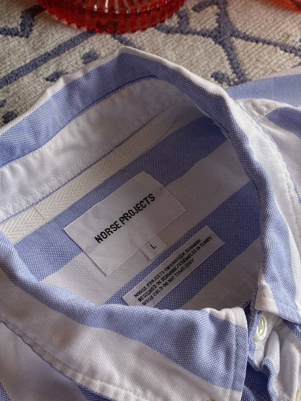 Norse Projects Norse Projects Theo Oxford SS Shirt Blue Stripe Size US L / EU 52-54 / 3 - 8 Thumbnail