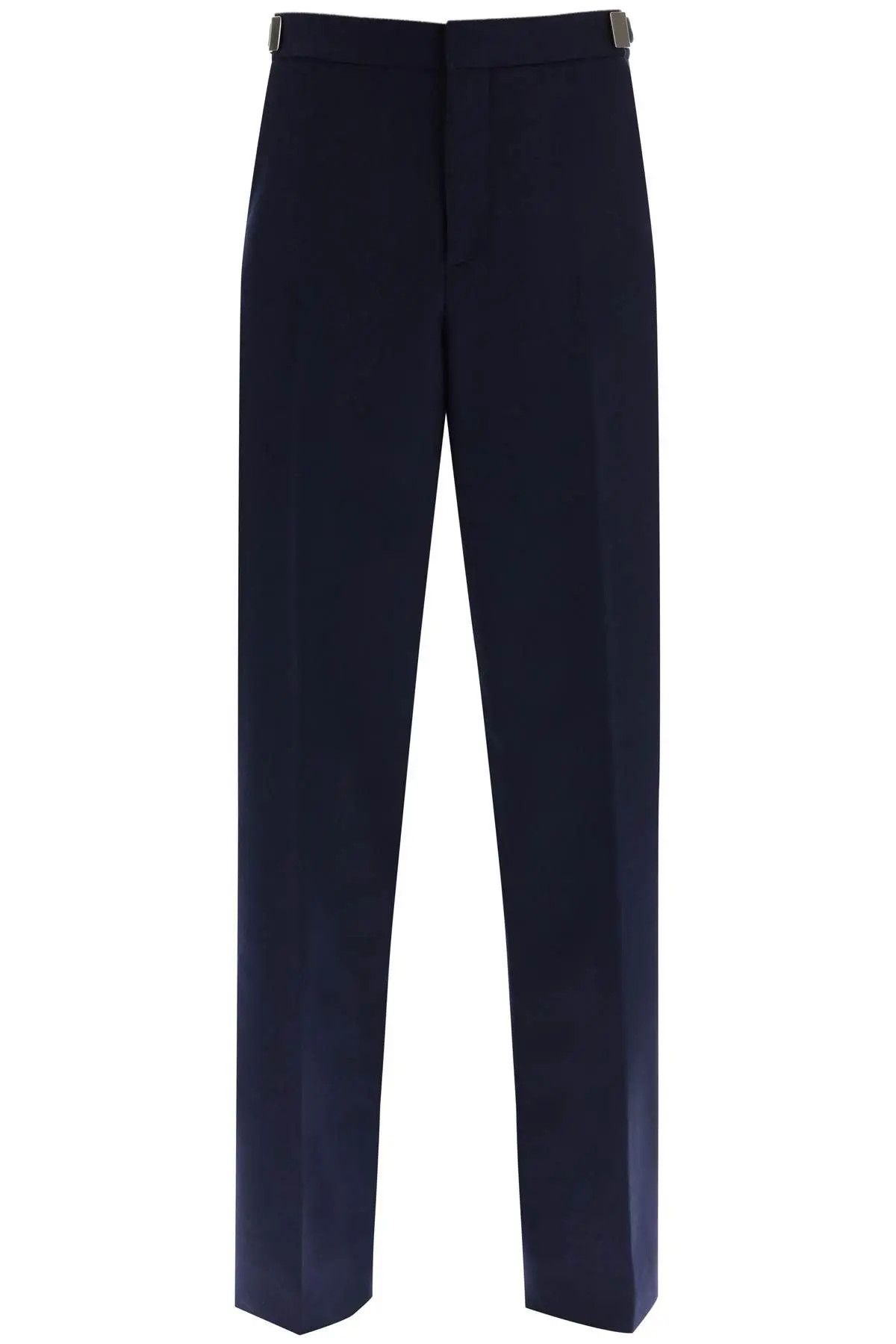 image of Bottega Veneta O1Loc1C0424 718689 Wide Leg Wool Flannel Trousers In Blue, Men's (Size 30)