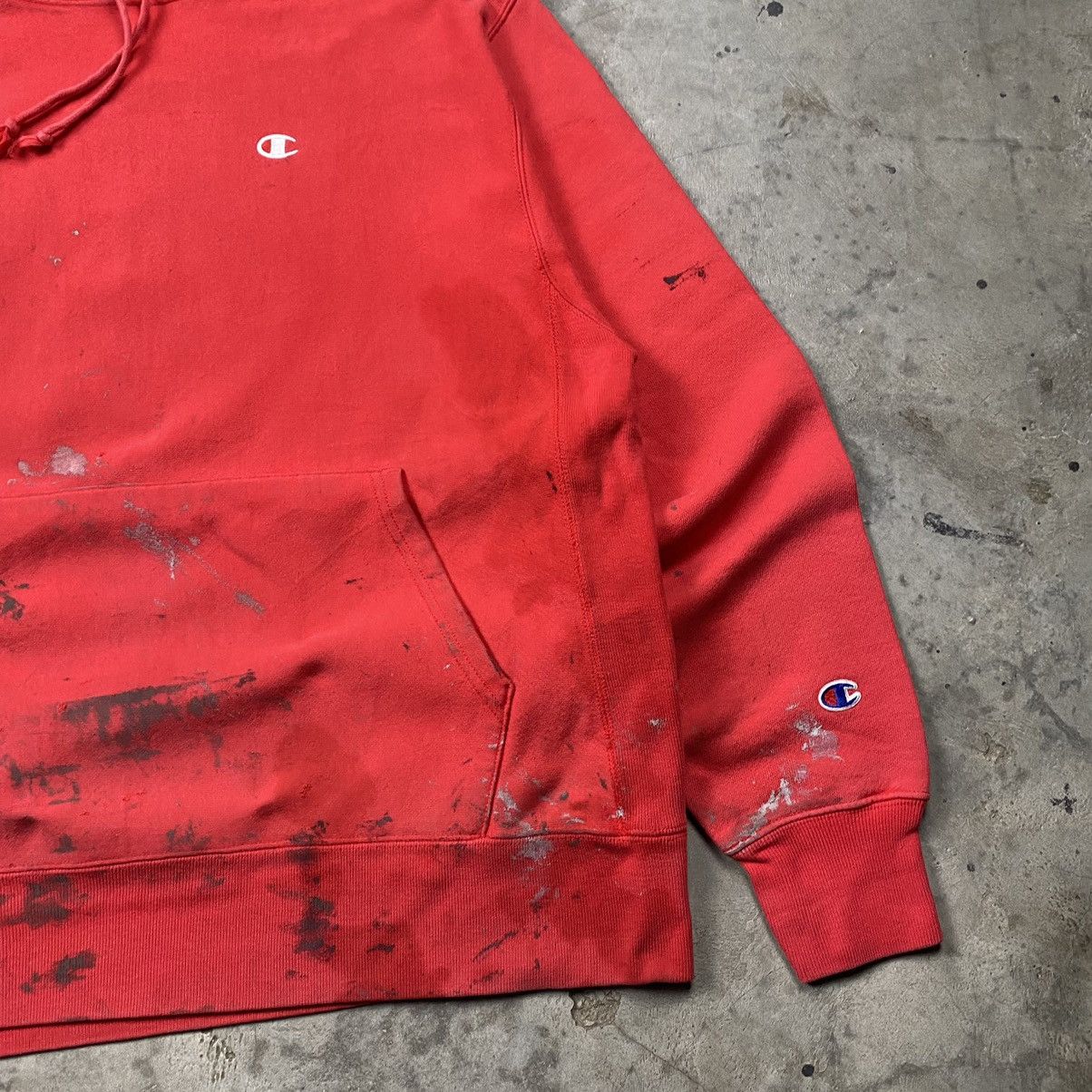 Champion × Vintage y2k Distressed Painted Reverse Weave Pullover Size US L / EU 52-54 / 3 - 2 Thumbnail