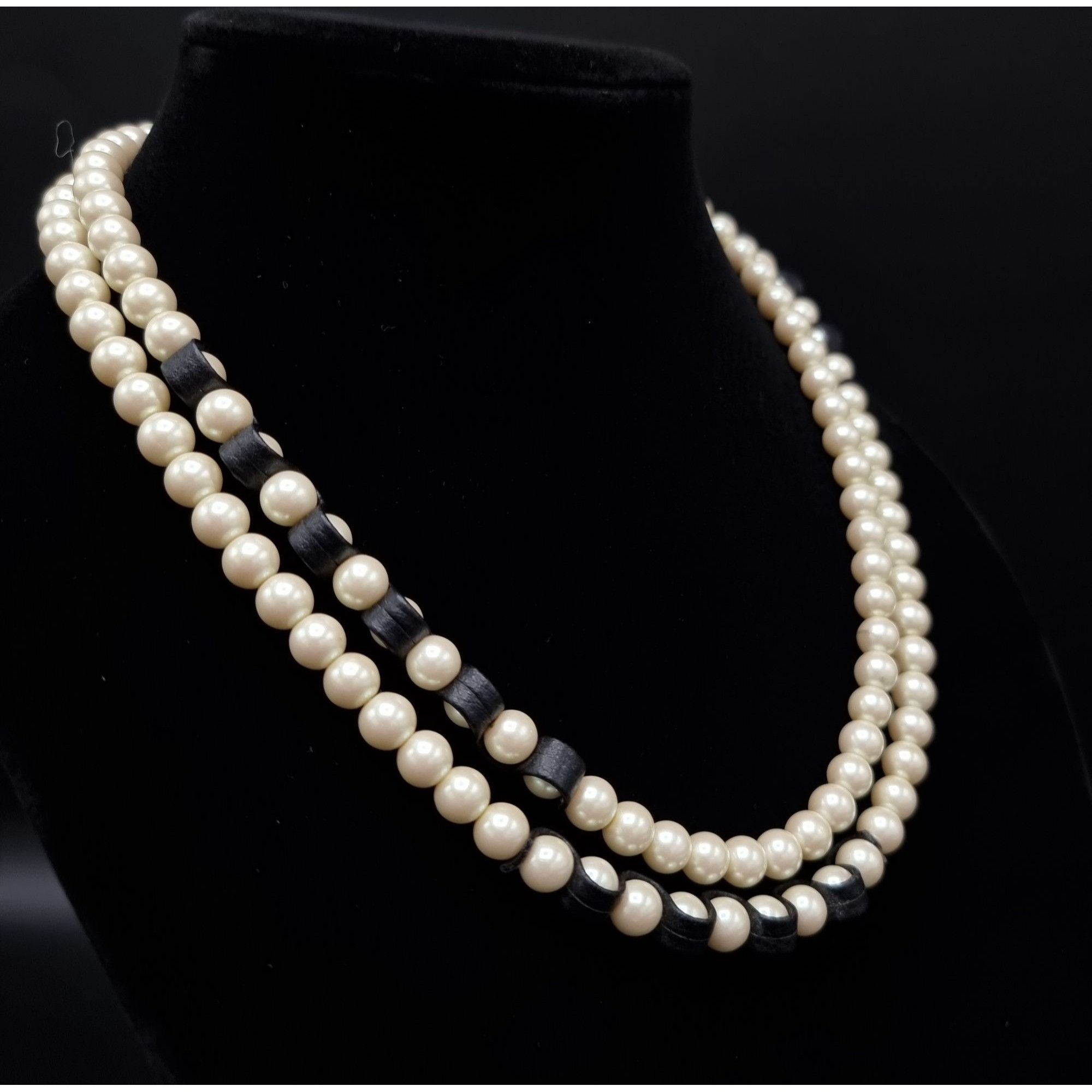 Kenneth Cole Kenneth Cole Long Faux Pearl & Black Bead Necklace With Adju Size ONE SIZE - 1 Thumbnail