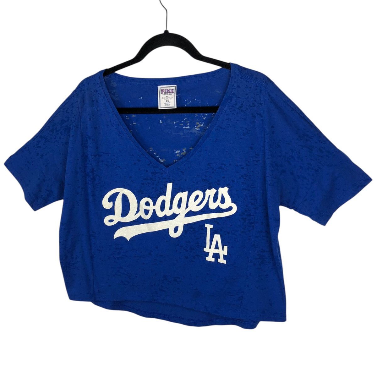 Victoria's Secret VS PINK LA Dodgers Oversized Crop T-Shirt White Glitter Logo Size XS / US 0-2 / IT 36-38 - 3 Thumbnail