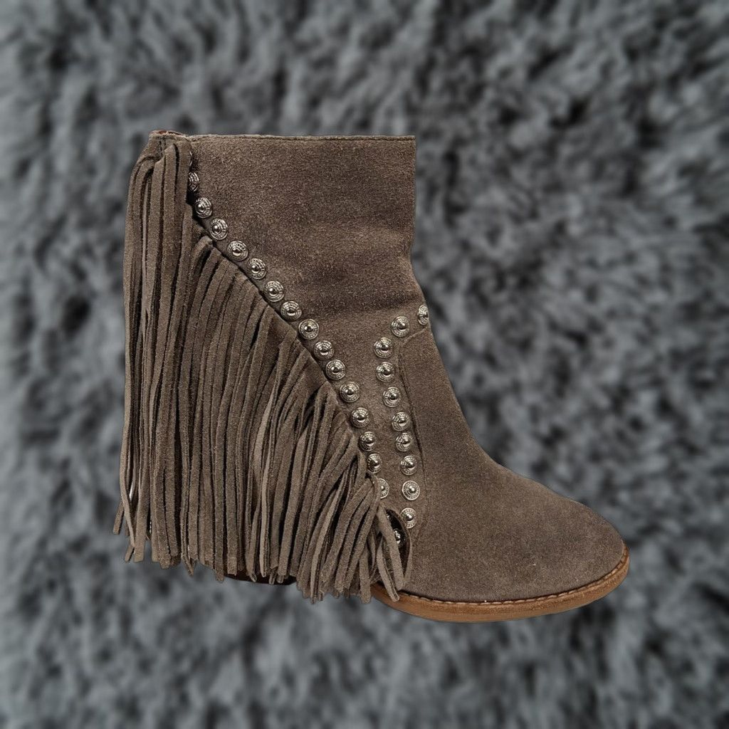 Jeffrey Campbell Jeffrey Campbell Free People Suede Fringe Booties Tan Taupe Sz 5 Womens Size US 5 / IT 35 - 1 Thumbnail