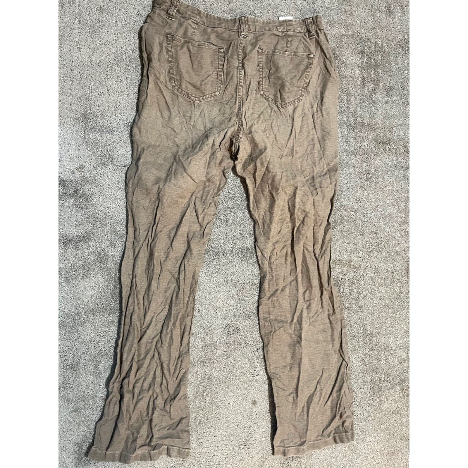 Lands' End Women Lands' End Linen Cotton Pants Beige Brown Size 10 Linen Blend Straight Wide-Leg Size 32" / US 10 / IT 46 - 3 Thumbnail