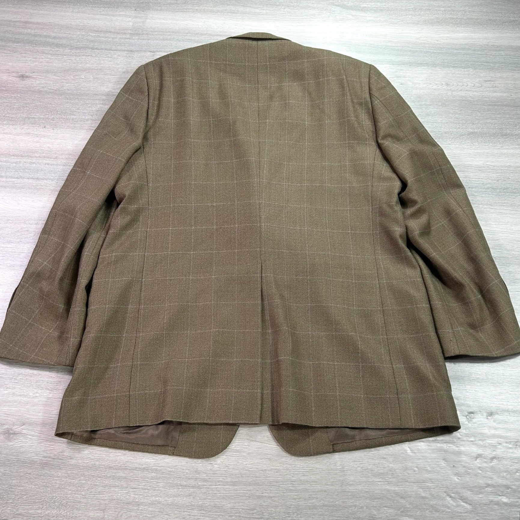 Joseph Joseph & Feiss Blazer Mens 42 Long Brown Wool Windowpane Check Sport Coat Jacket Size 42R - 2 Thumbnail