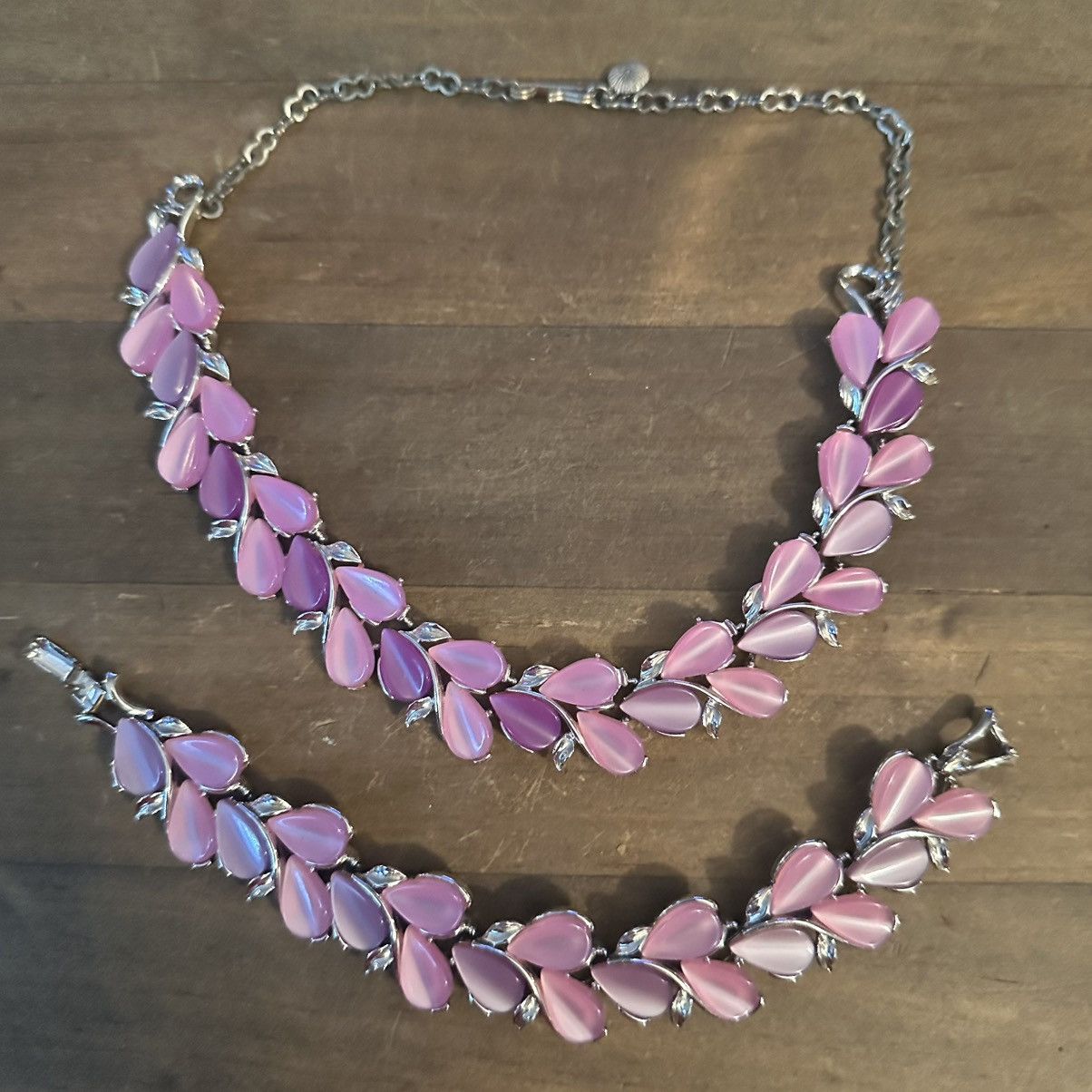 Vintage Vintage pink and purple thermoset necklace and bracelet set Size ONE SIZE - 2 Thumbnail