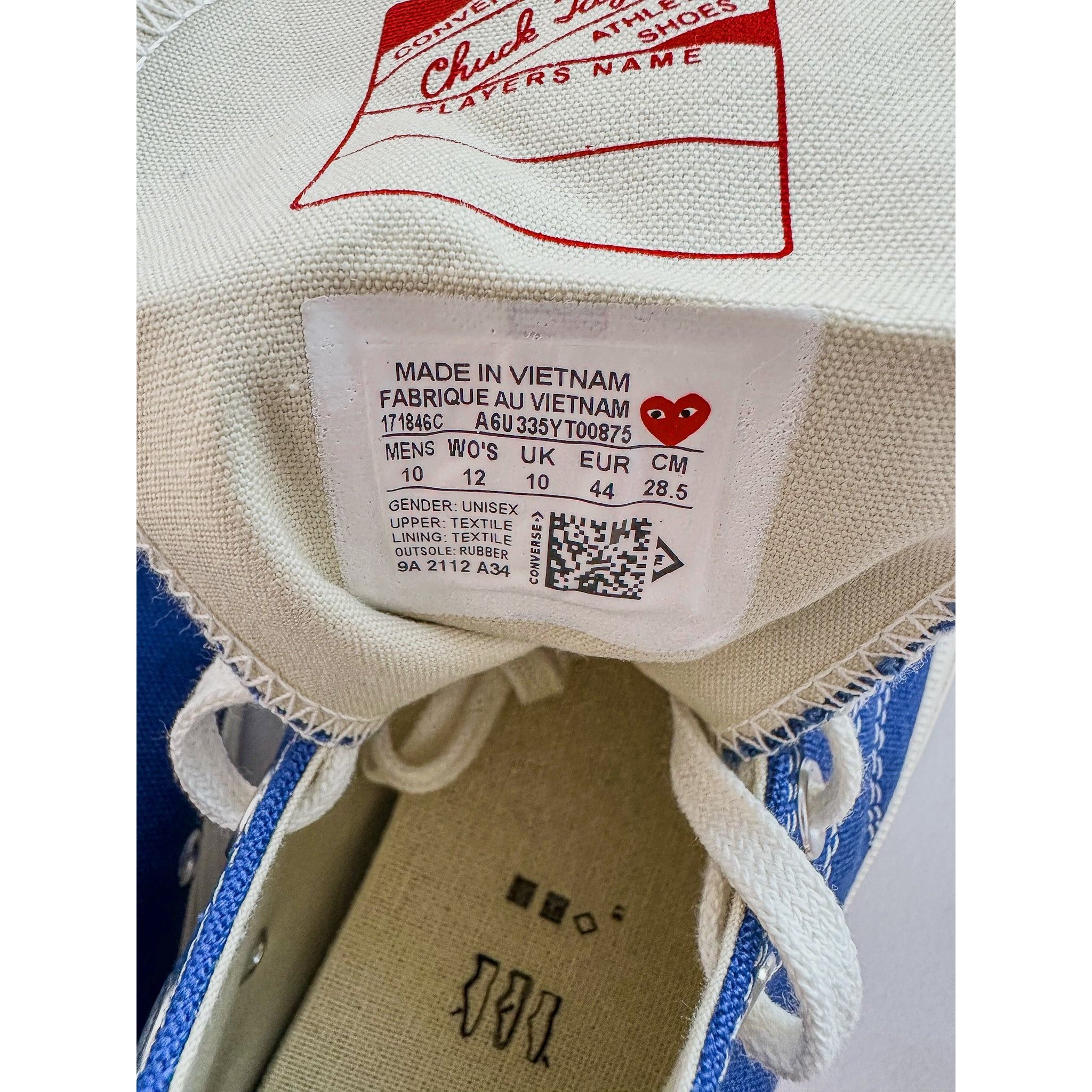 Comme des Garcons Converse X Comme Des Garçons Blue Chuck 70 Hi Tops Size US 11 / EU 44 - 9 Thumbnail
