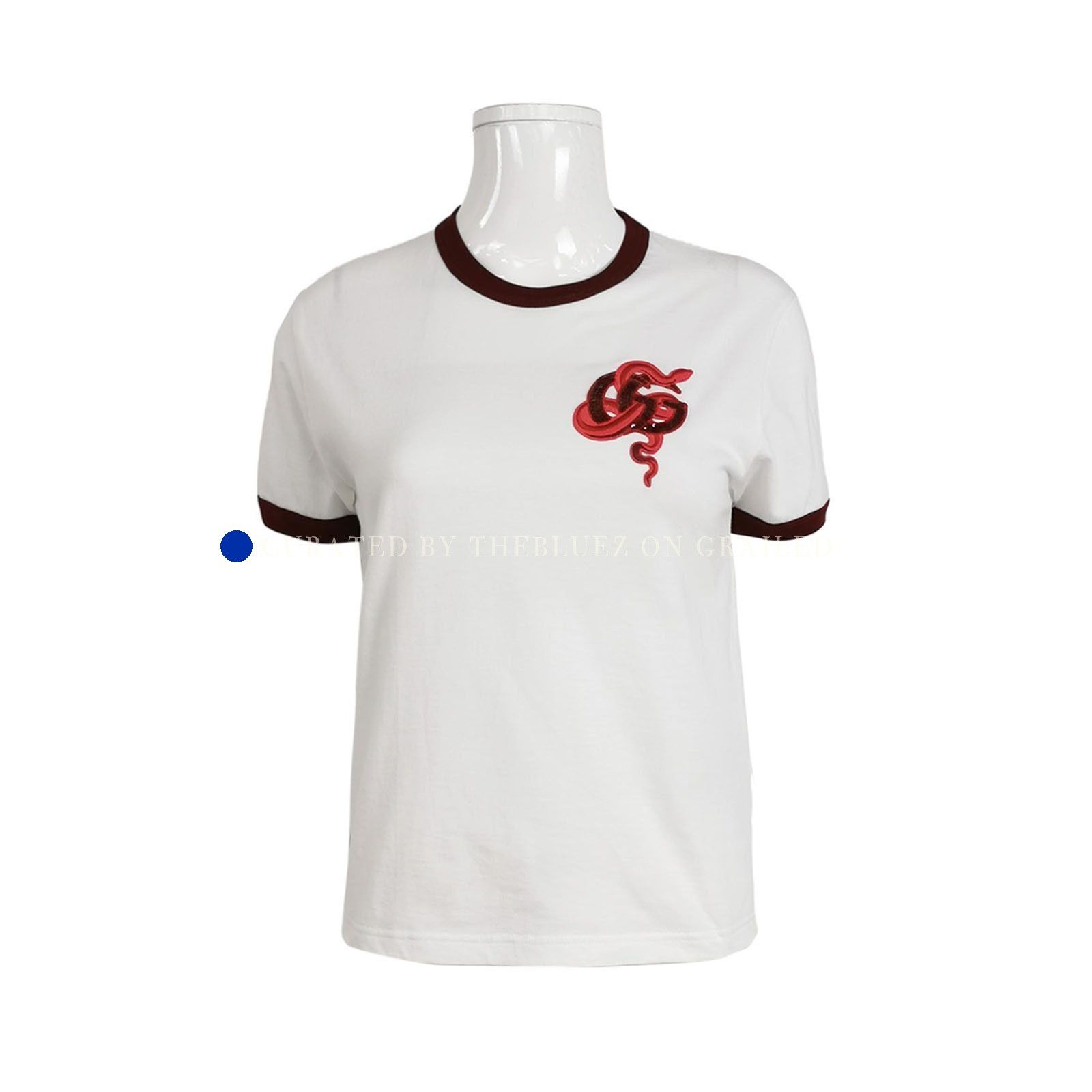 Gucci Embroidered Snake Ringer Tee in White Size US S / EU 44-46 / 1 - 1 Thumbnail
