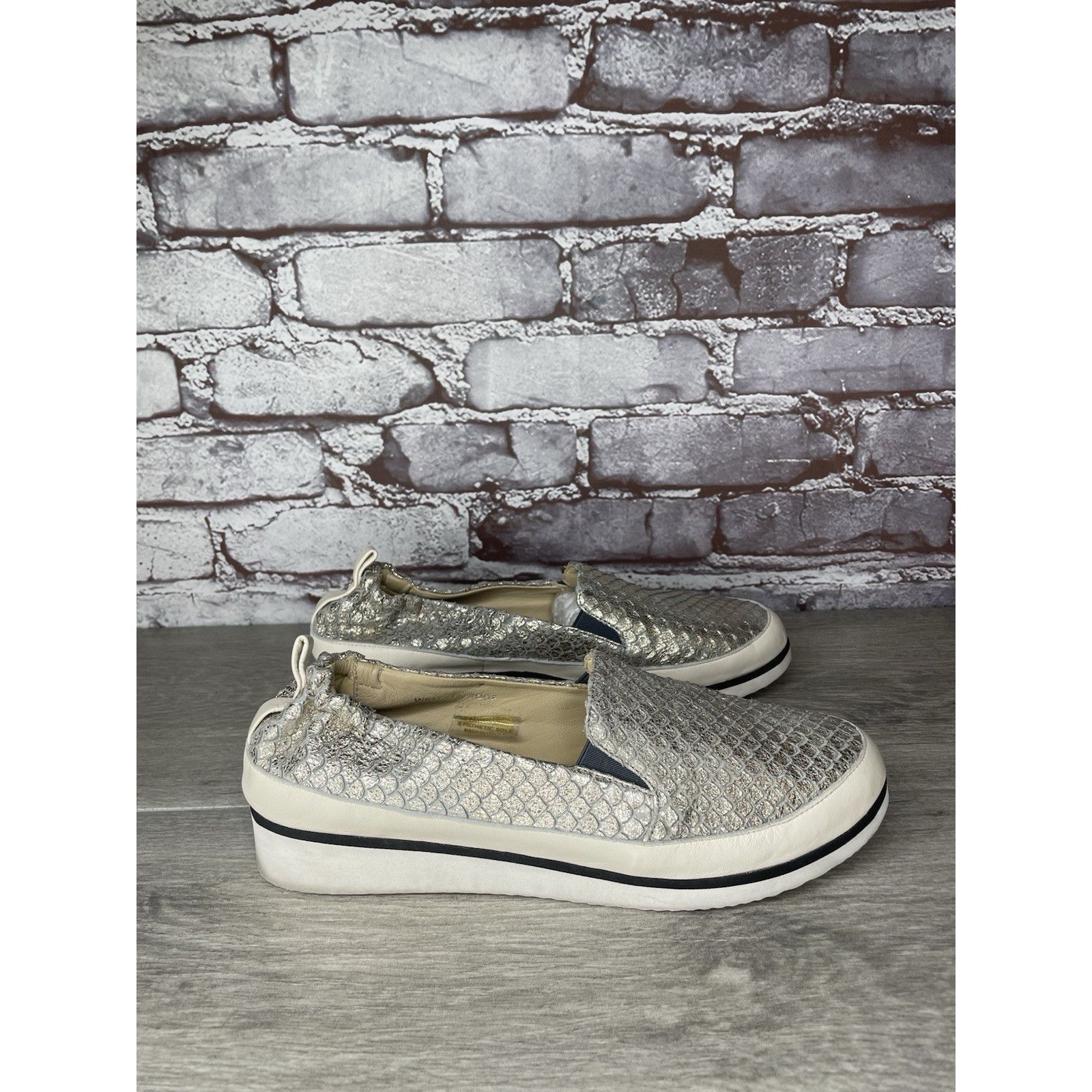 Ron White Ron Niki Silver Leather Snake Print Slip On Wedge Shoes Wome Size US 7.5 / IT 37.5 - 17 Thumbnail