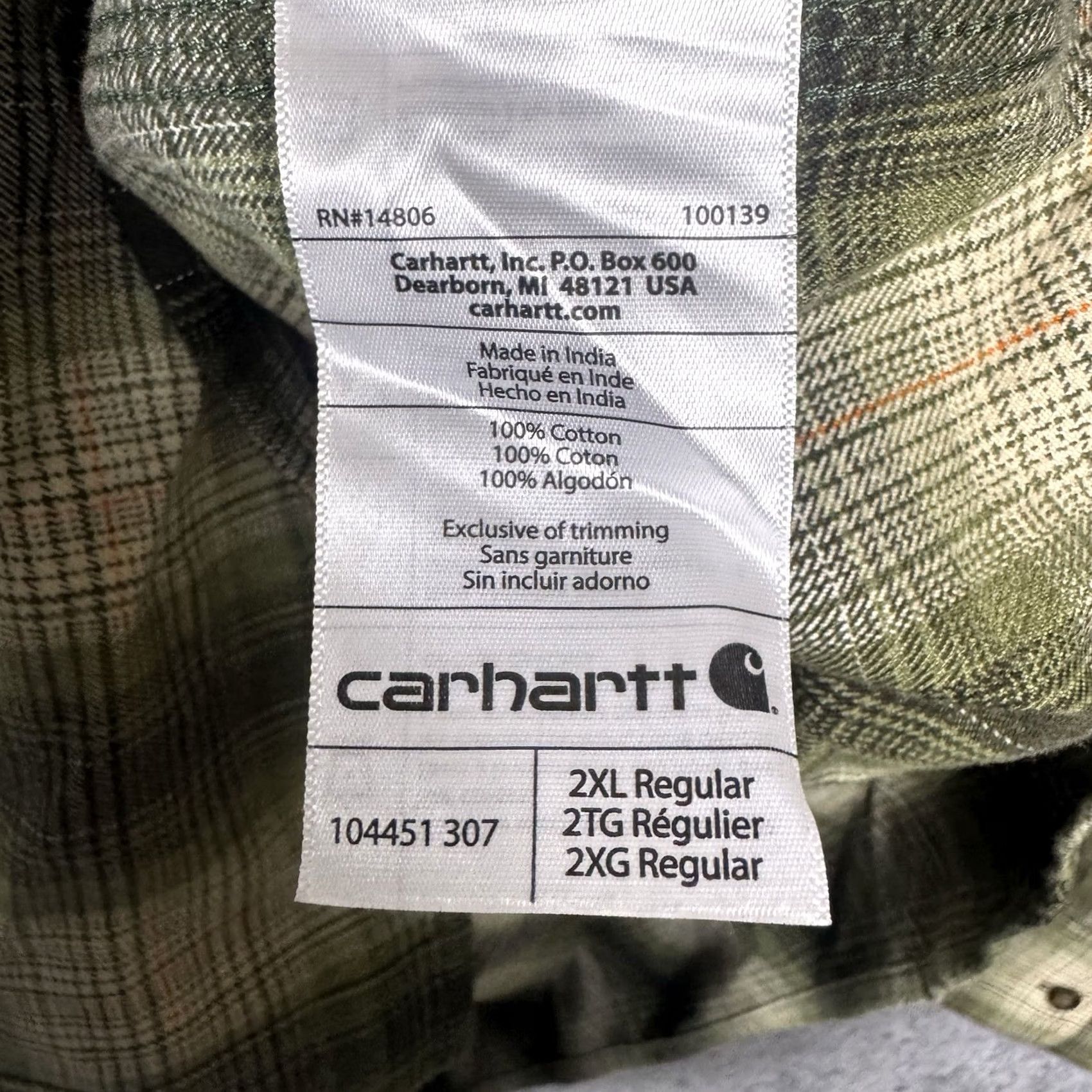 Carhartt Carhartt Flannel Shirt Mens 2XL Original Fit Heavyweight 104451 Workwear Utility Plaid Green Button-Up Long Sleeve Cotton Size US XXL / EU 58 / 5 - 5 Thumbnail