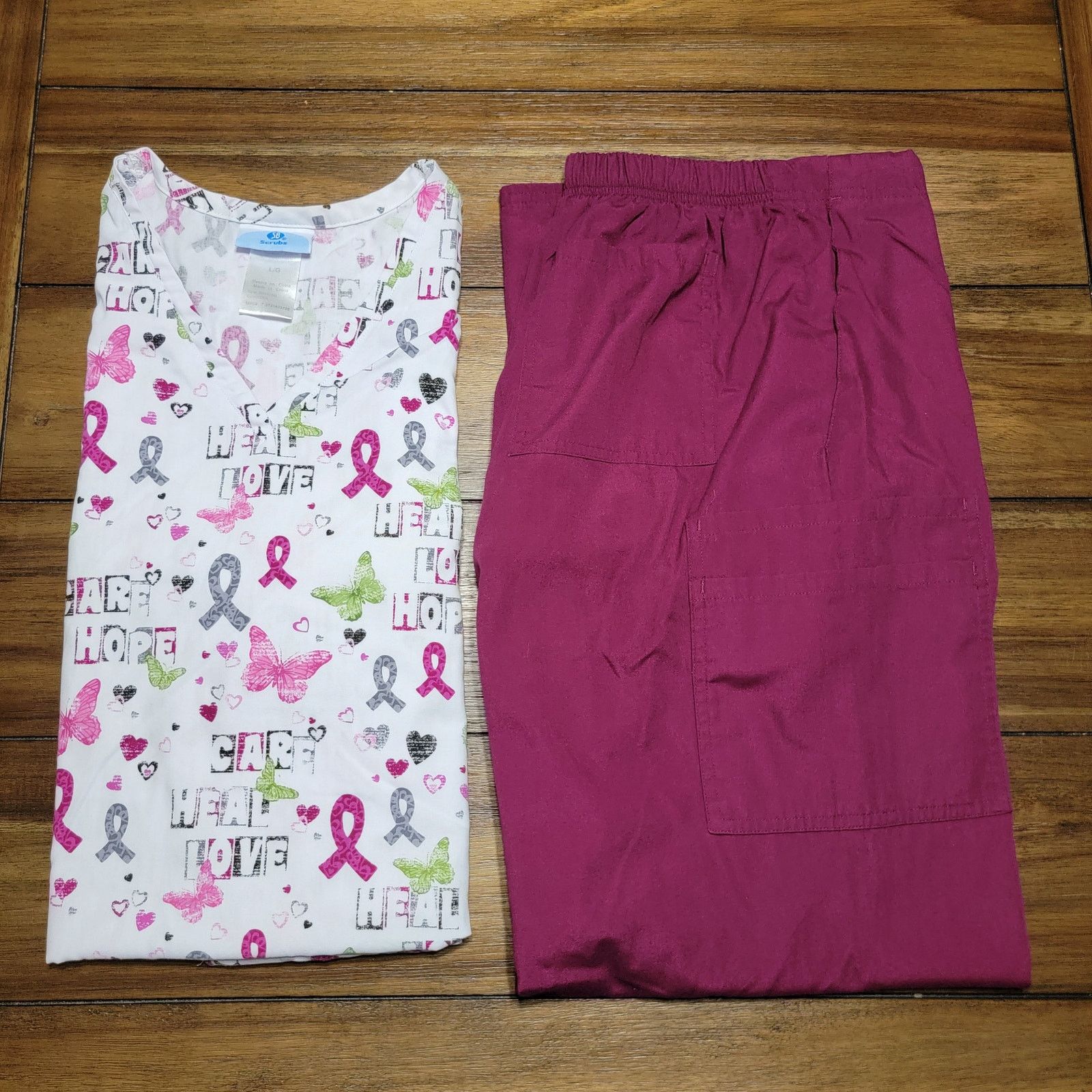 Other SB Scrubs Maroon & White Set - Top L / Pants M Size M / US 6-8 / IT 42-44 - 2 Thumbnail
