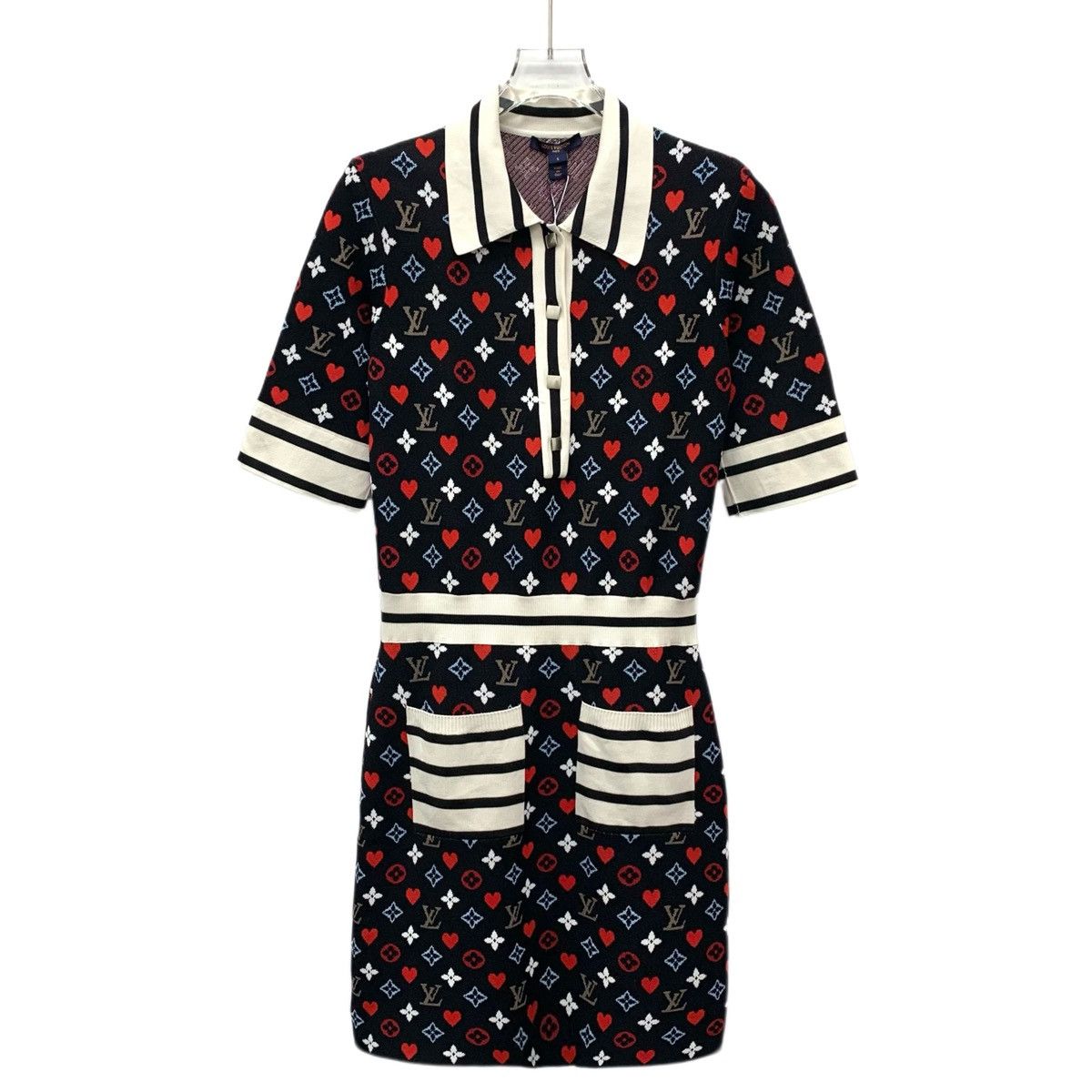 Louis Vuitton Louis Vuitton Heart Printed Lapel Short Sleeve Dress K26WX Size S / US 4 / IT 40 - 1 Thumbnail