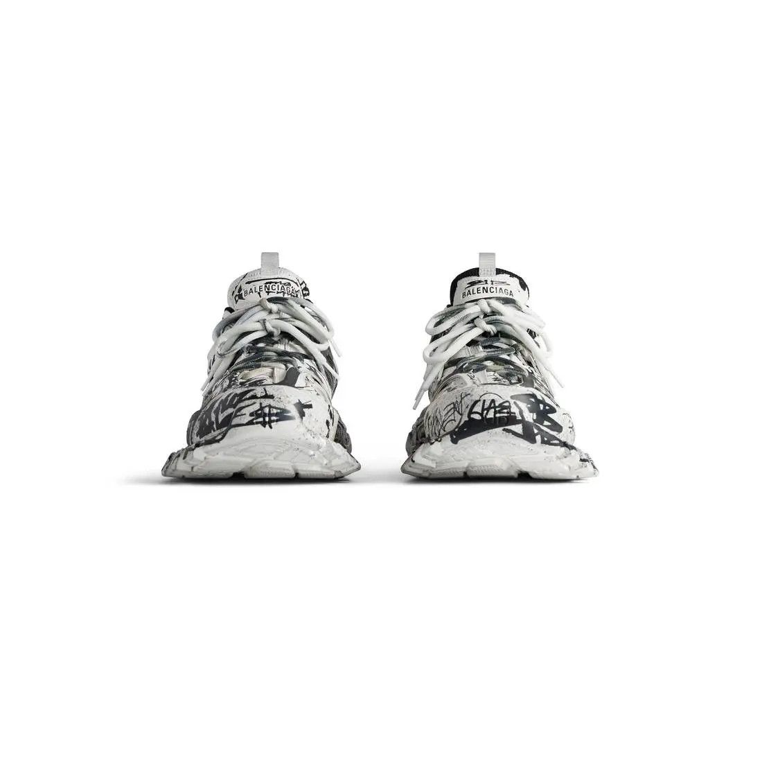 Balenciaga o1w1db10925 Track Graffiti Sneakers in White/Black Size US 13 / EU 46 - 3 Thumbnail
