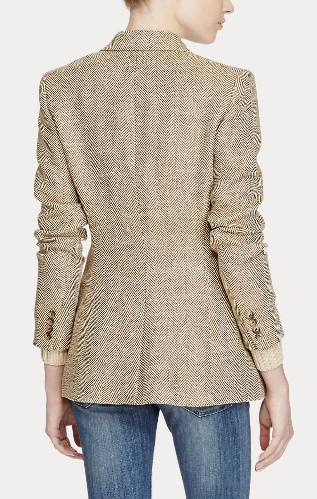 Polo Ralph Lauren Women`s Polo Ralph Lauren Linen Silk Herringbone Blazer Size M / US 6-8 / IT 42-44 - 3 Thumbnail