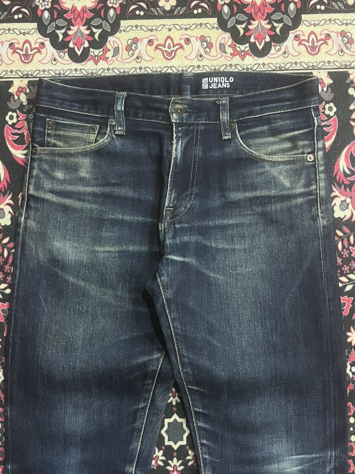 Undercover × Uniqlo Uniqlo Dark Blue Faded Washed Slim Straight Selvedge Jeans Size US 30 / EU 46 - 4 Thumbnail