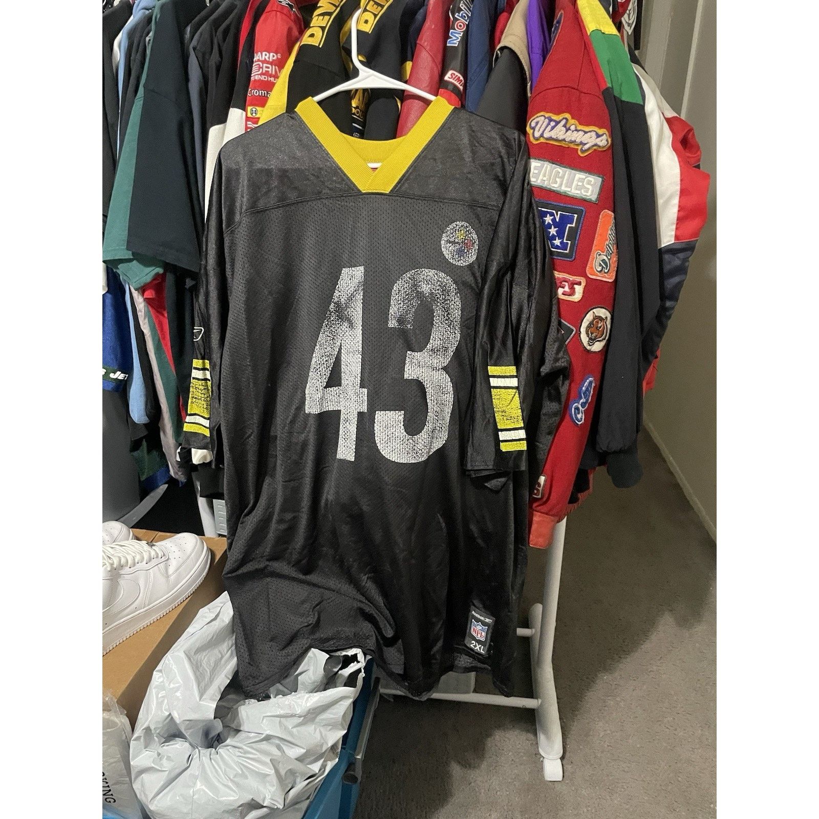 Reebok Size 2XL- VTG Troy Polamalu Pittsburgh Steelers NFL Jersey Size US XXL / EU 58 / 5 - 1 Thumbnail