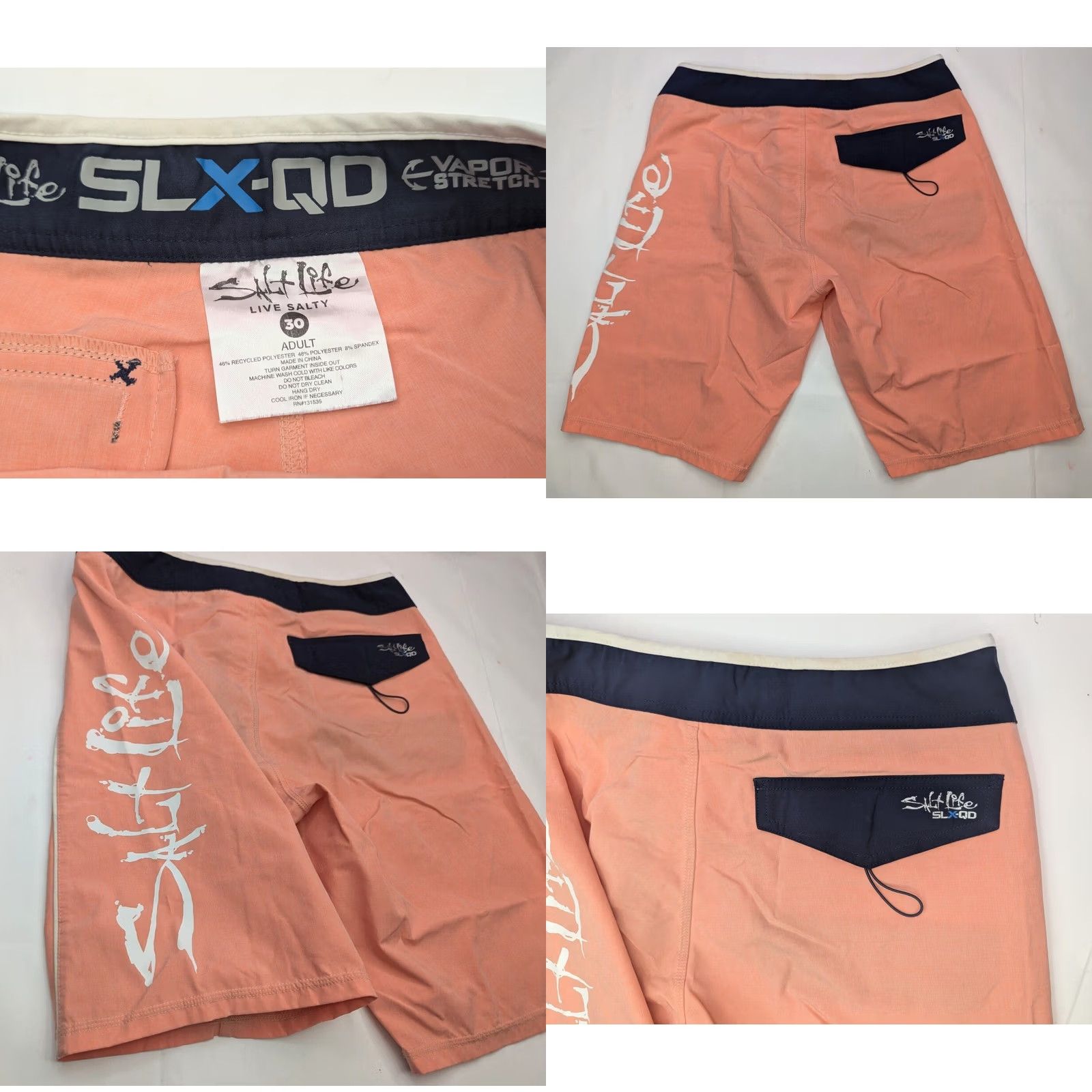 Vintage Salt Life SLX-QD Swim Trunks Men 30 Board Shorts 10 Inseam Blue Polyester Spandex Breathable Pockets Drawstring Beach Fish Outdoor Surfing - Mens Size US 30 / EU 46 - 8 Thumbnail