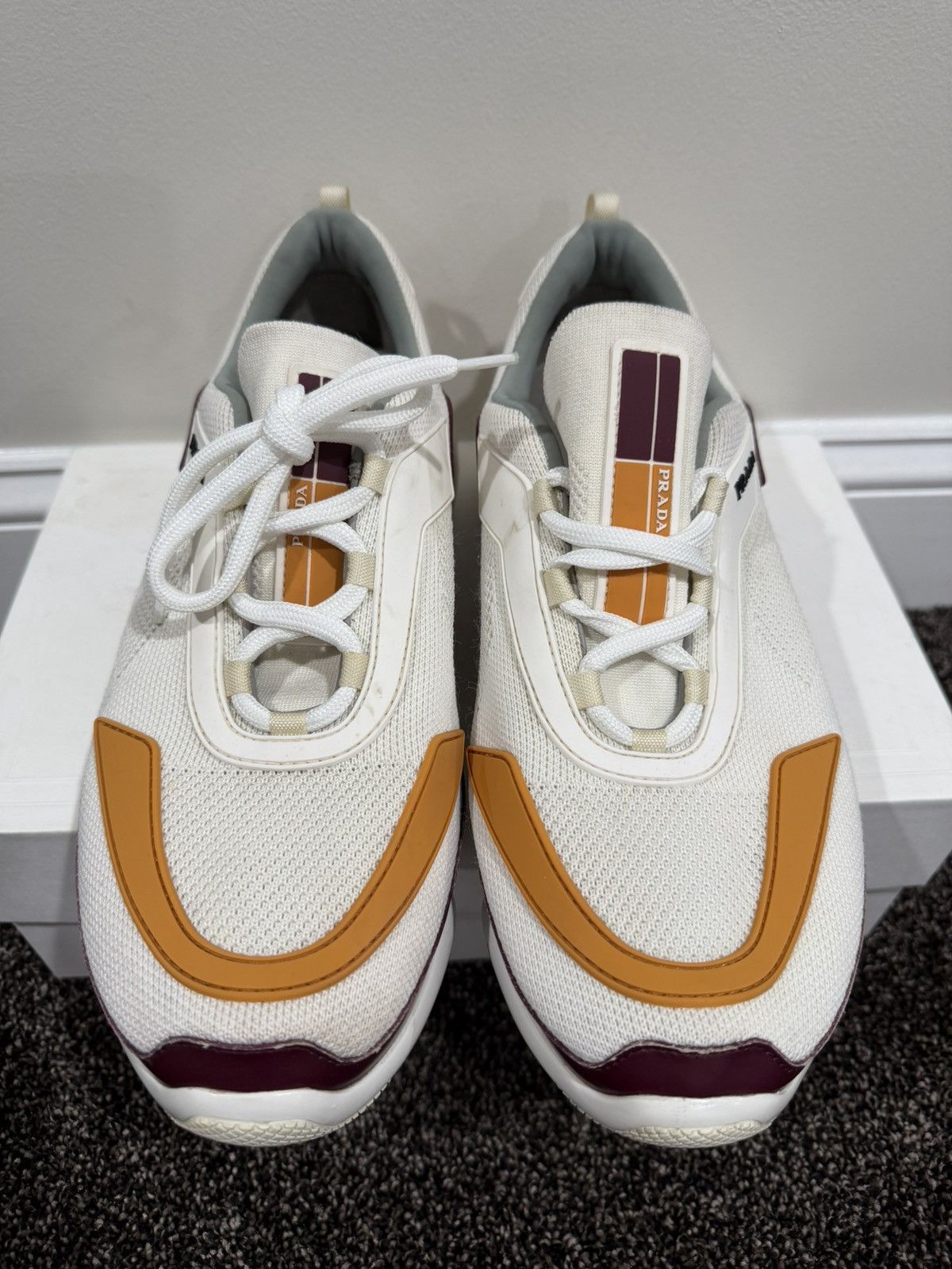 Prada Prada Cloudbust Knit White/Orange Trainer Sneakers Size US 10 / EU 43 - 4 Thumbnail