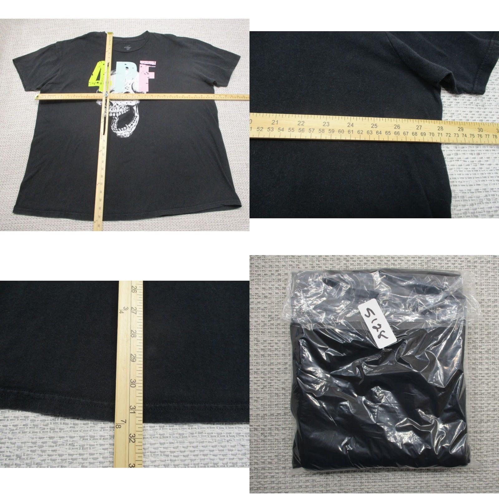 Logo 7 VINTAGE not applicable; 4PF Shirt Mens 3XL Black Short Sleeve Skull Logo Casual Soft Stretch Cotton Size US XXL / EU 58 / 5 - 8 Thumbnail