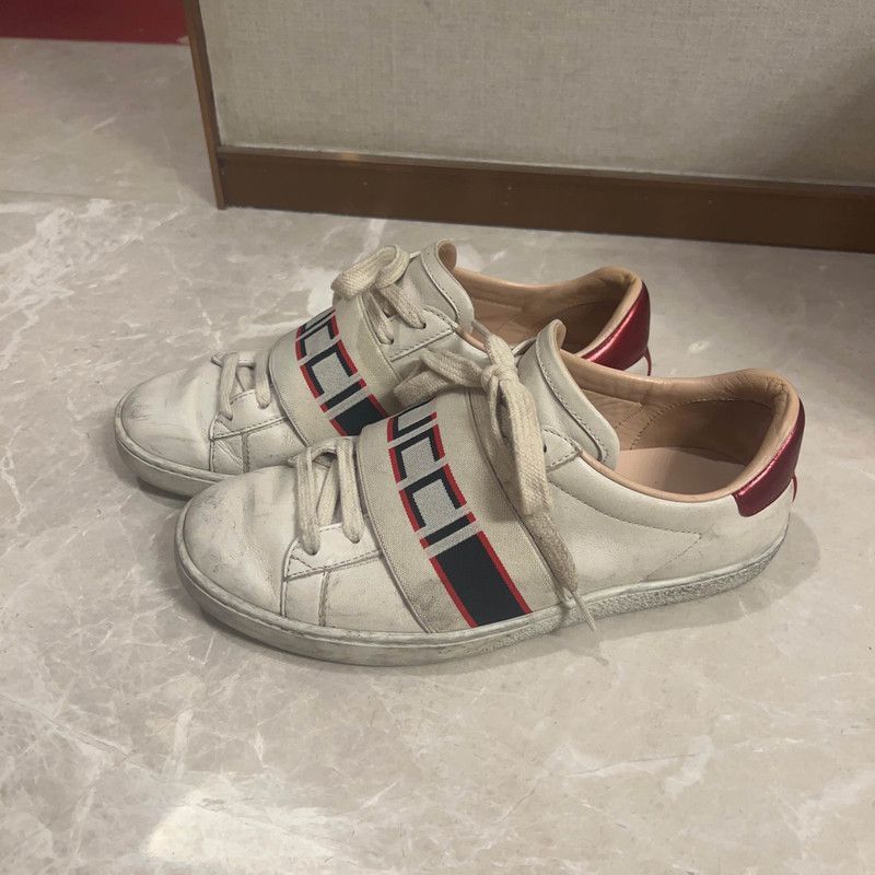 Gucci Gucci ACE Embroidered Lace-Up Sneakers Women's -2508 Size US 5 / IT 35 - 1 Thumbnail