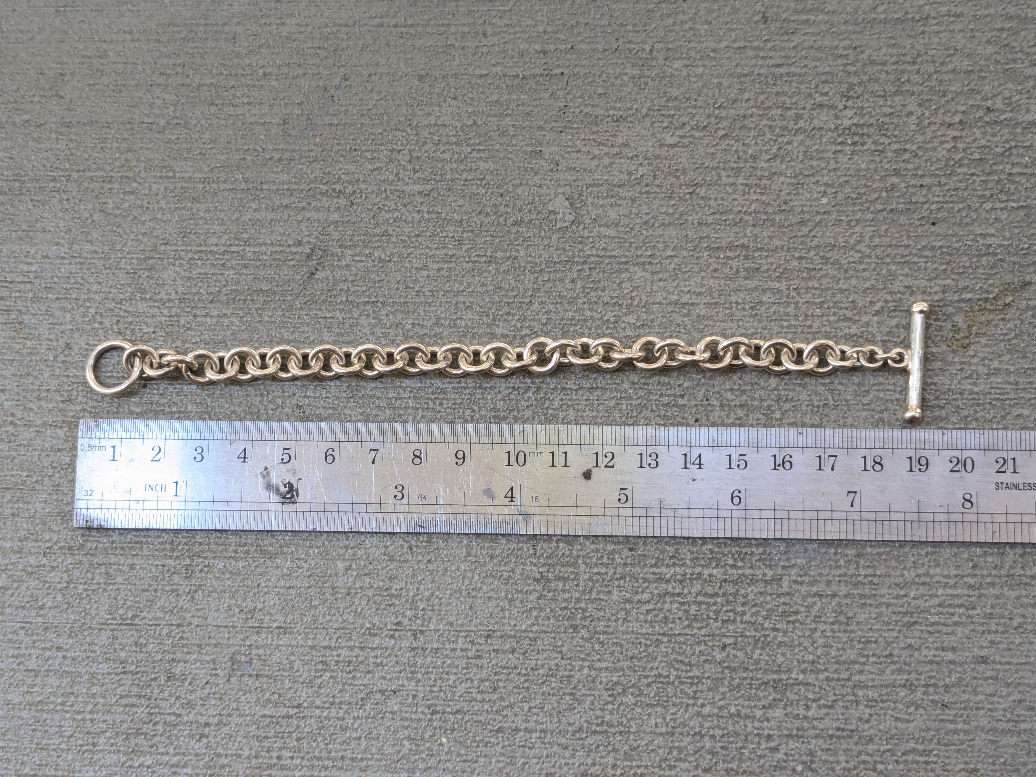 Jewelry Vintage Sterling Silver Bracelet Rolo Round 7.5" Chain Link Size ONE SIZE - 13 Thumbnail